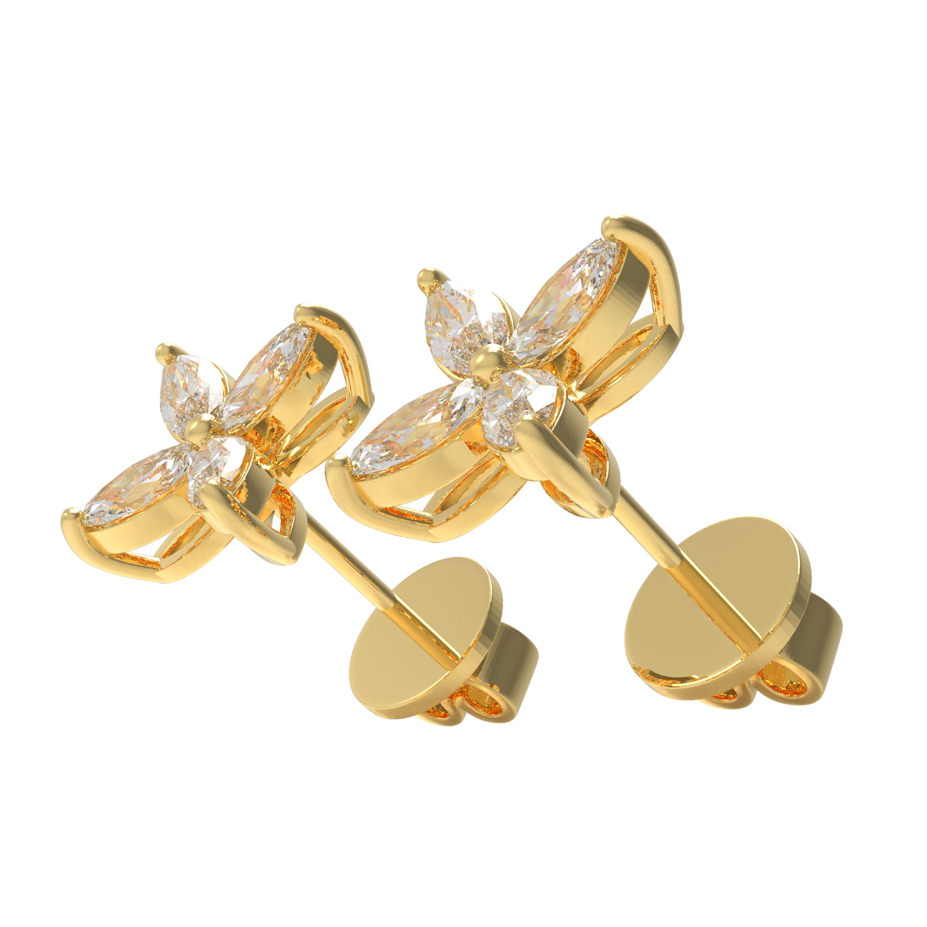 Classic Marquise Lab-Grown Diamond Stud Earrings in Gold | 1ct or 2ct Total Weight