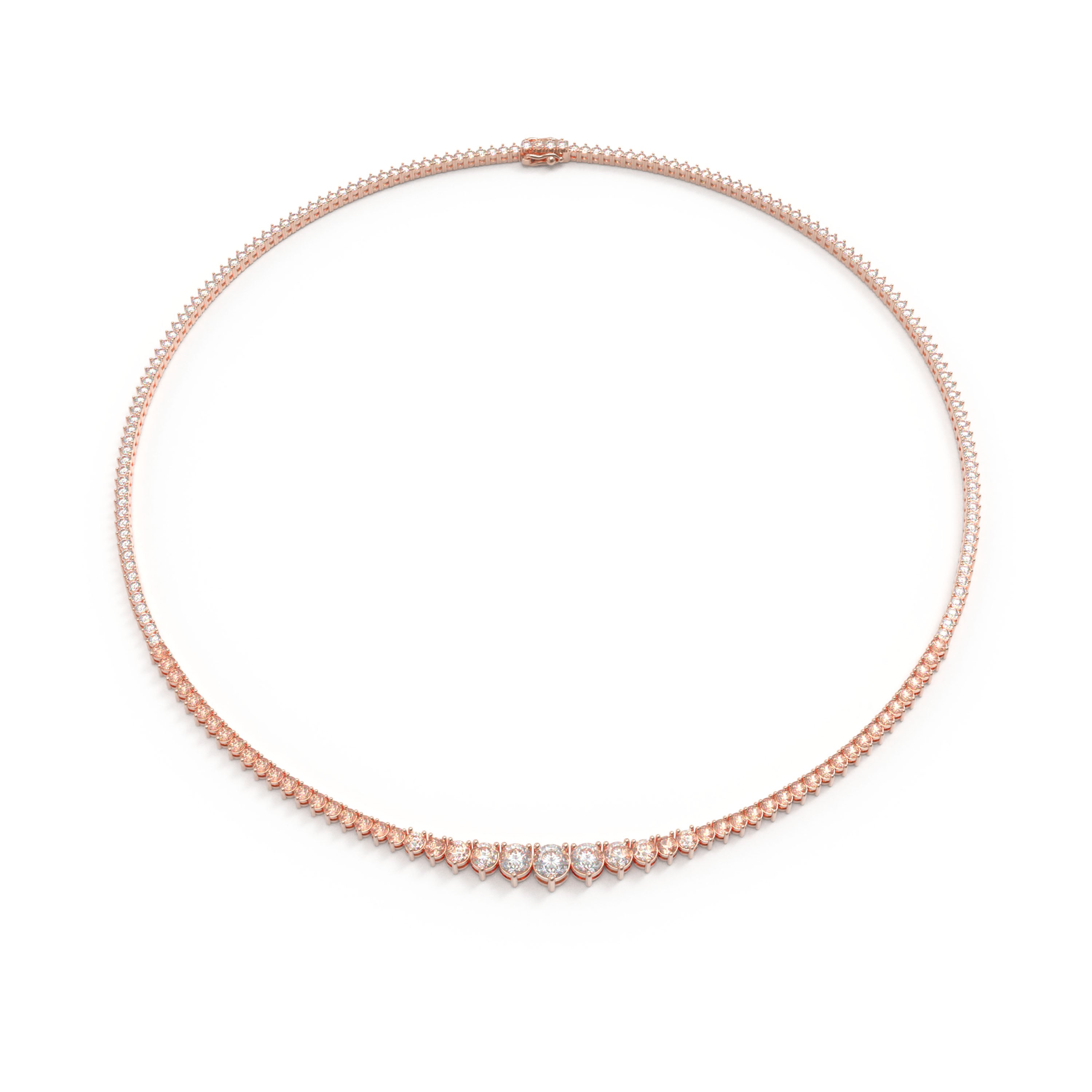 Lab-Grown Diamond Necklace, 8ct/10ct D-E Color VVS1-VVS2, 10K/14K Rose Gold, 16 Inch Elegant Gift for Women
