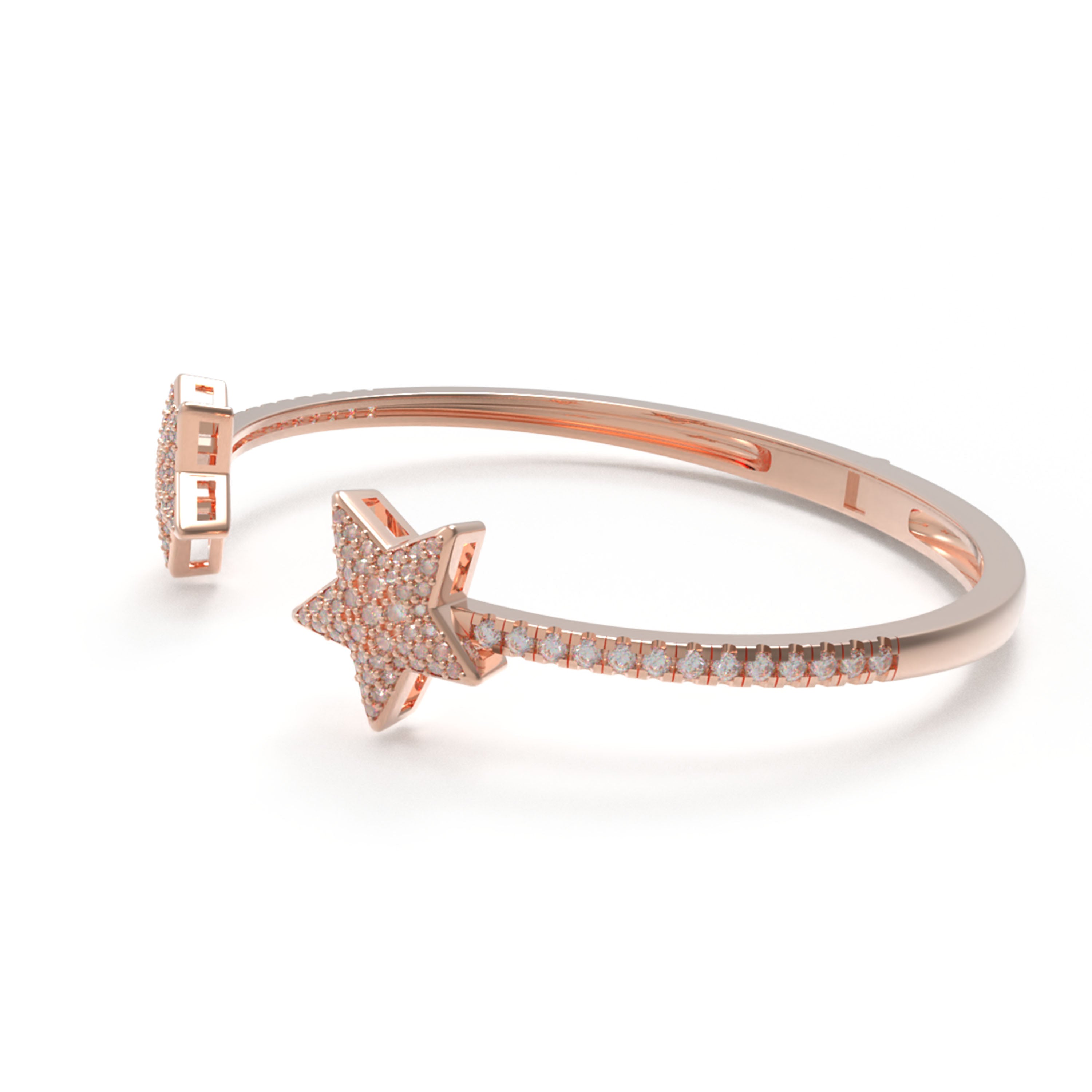 10K/14K Rose Gold 5-Star Bracelet with 128 Lab-Grown Diamonds (VVS1-VVS2, D-E) | Stackable Fine Jewelry Gift for Women, Anniversary, Mother's Day, Christmas