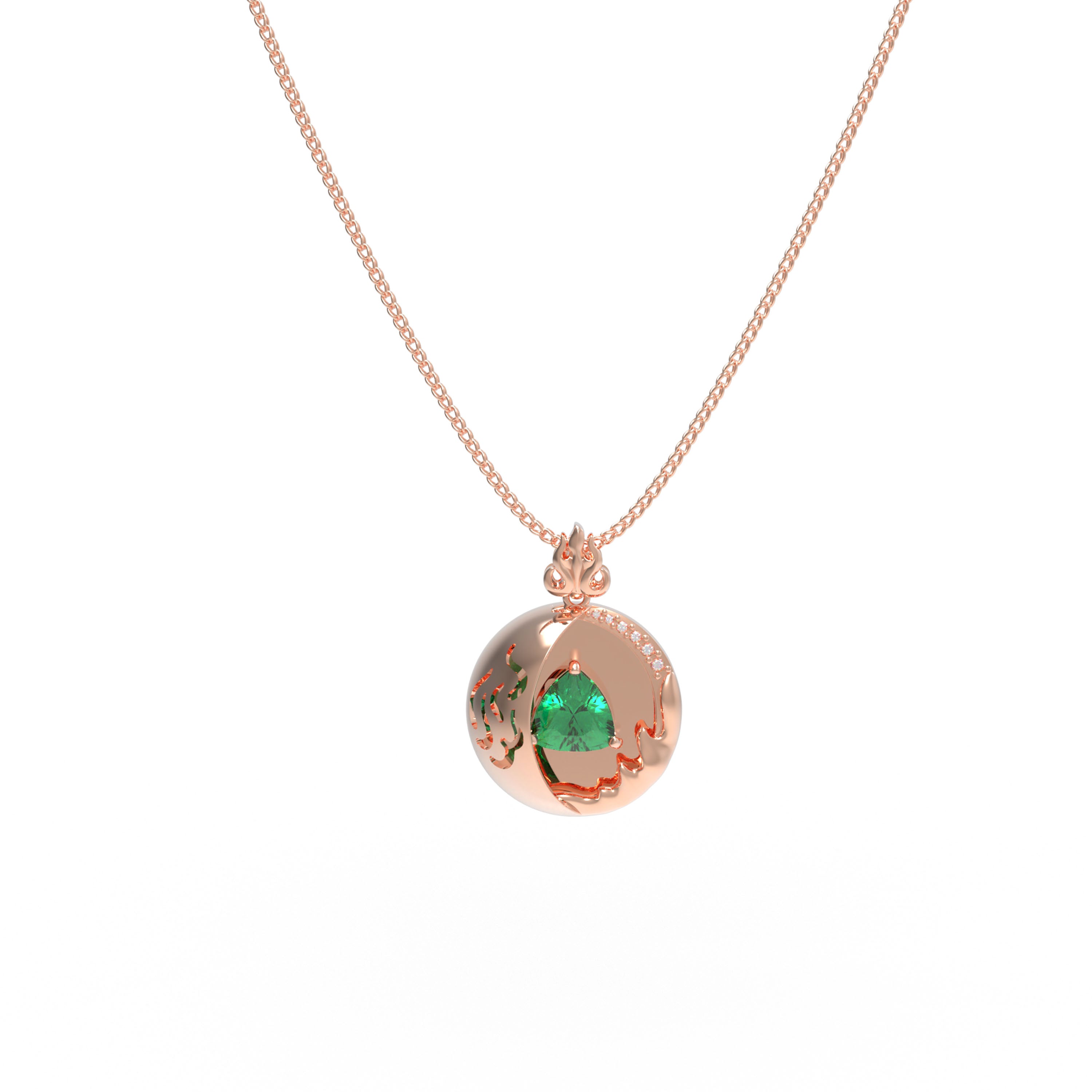 1CT Pear-Cut Lab-Grown Emerald & Diamond Pendant Necklace