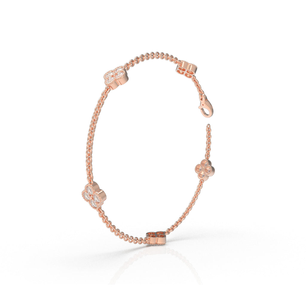 ELVORIQUE Aurelia VVS Lab-Grown Diamond Four-Leaf Clover Bracelet