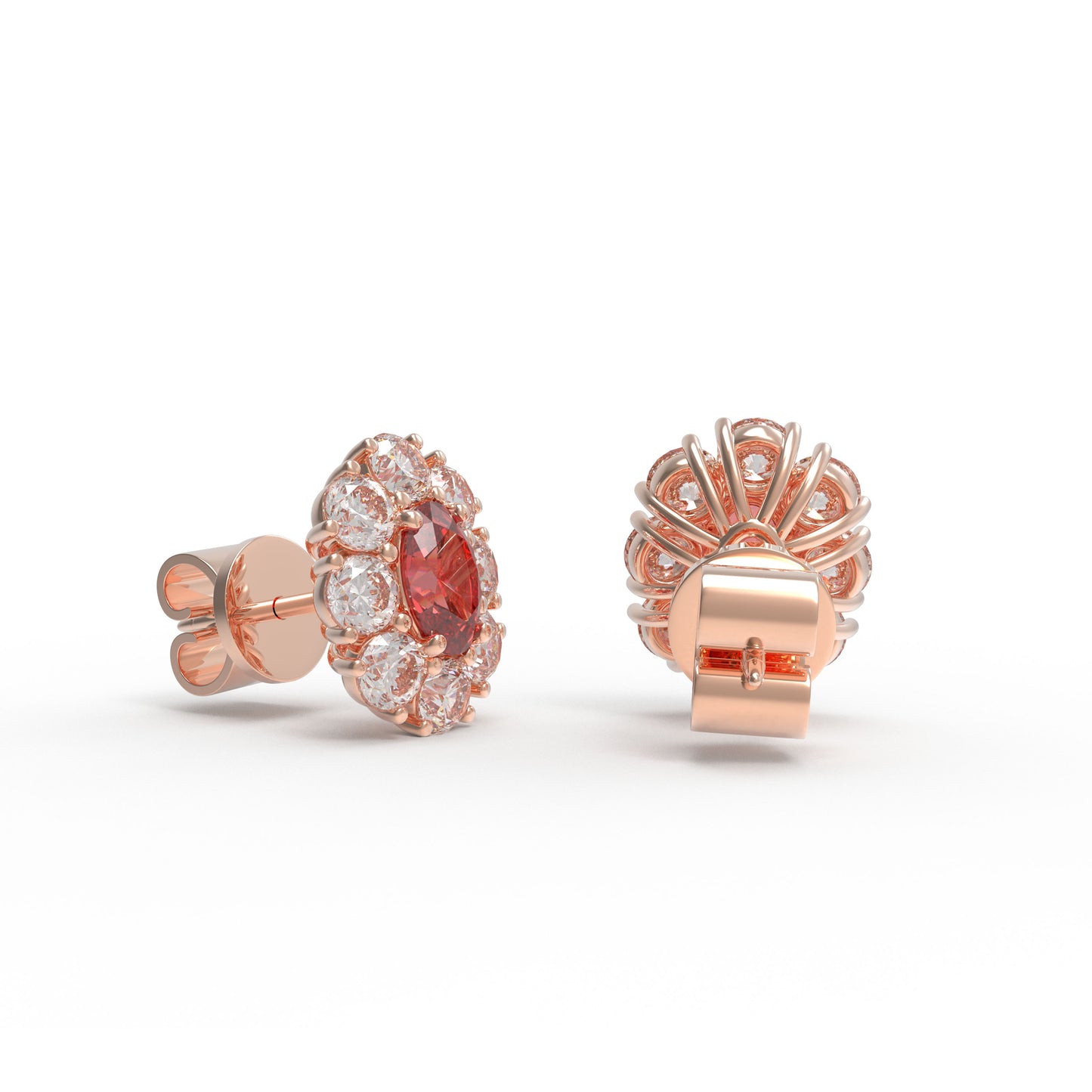 Customizable 10K/14K Rose/White/Yellow Gold Or 950 Platinum Double Lab-Grown Ruby Earrings (1.5ct Total) | VVS1-VVS2 D-E Color | Gift for Women