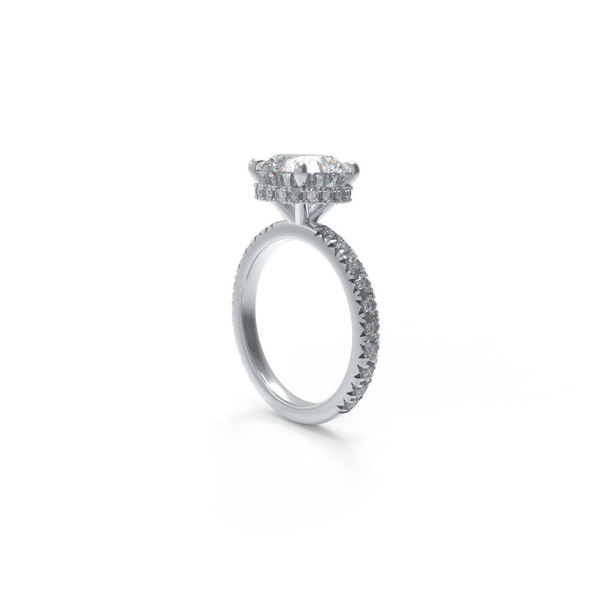 Eternal Halo Round Moissanite Engagement Ring in Sterling Silver