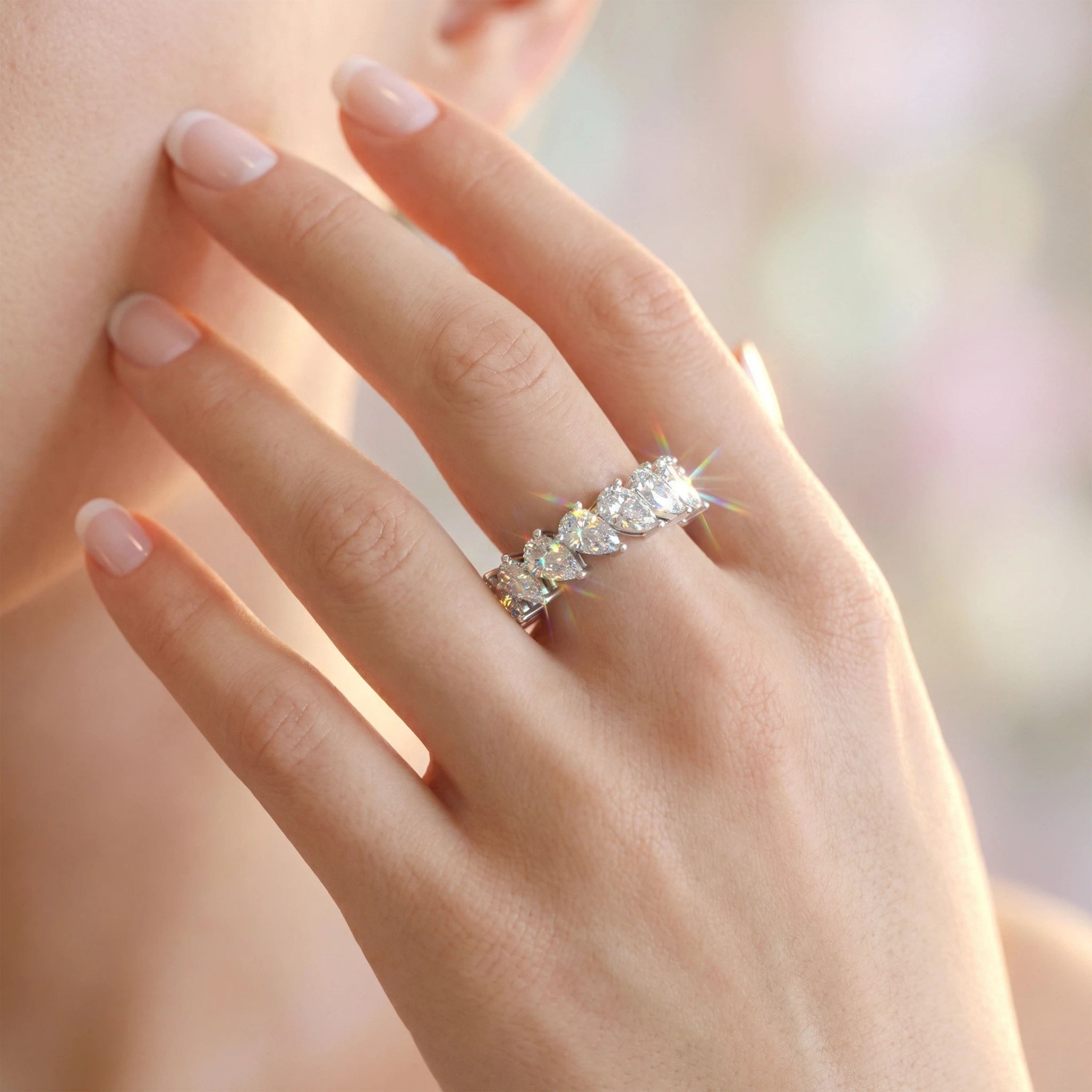 3 CTW Pear-Shaped Lab-Grown Diamond Full Eternity Ring