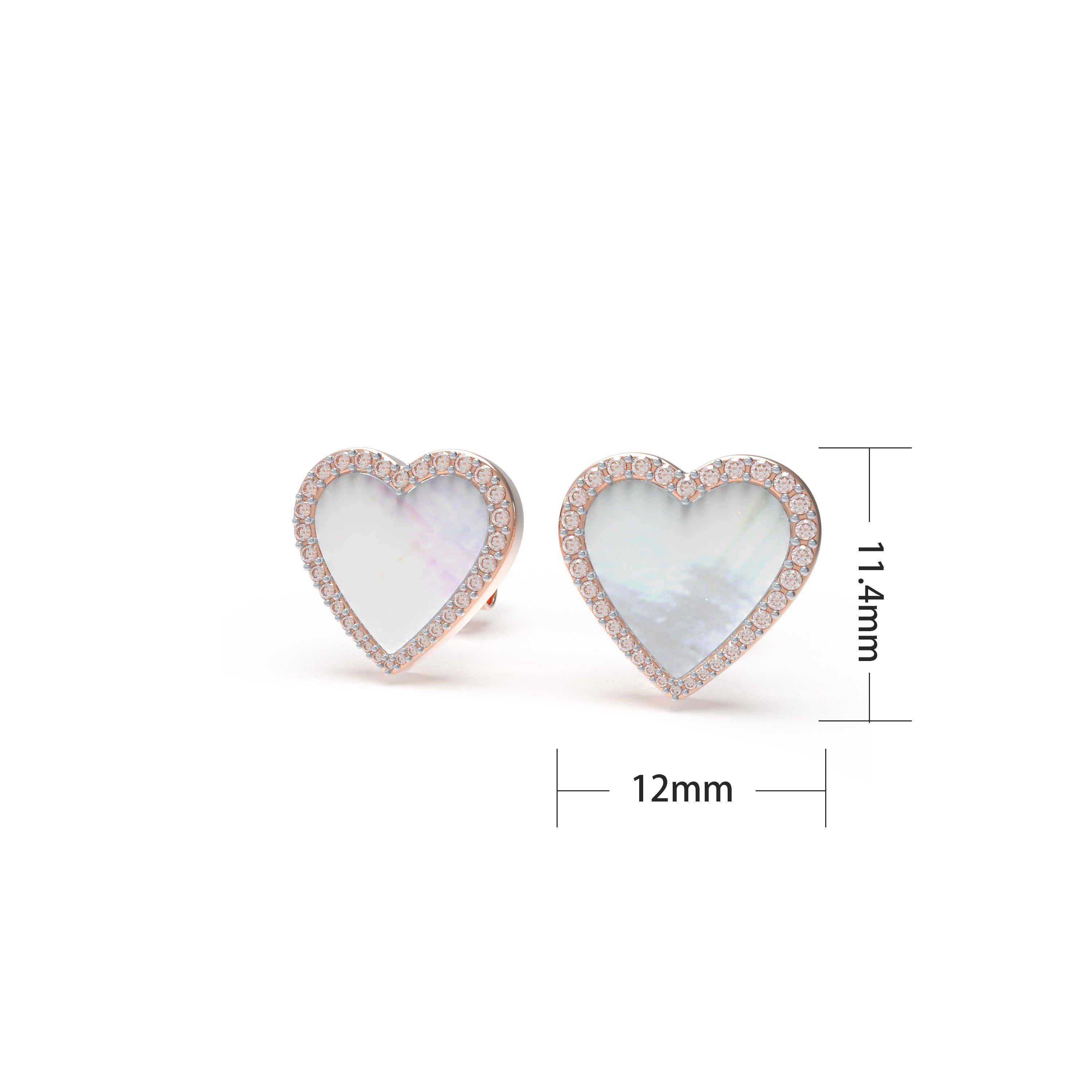 Lumina Heart HEART Mother-of-Pearl Diamond Stud Earrings