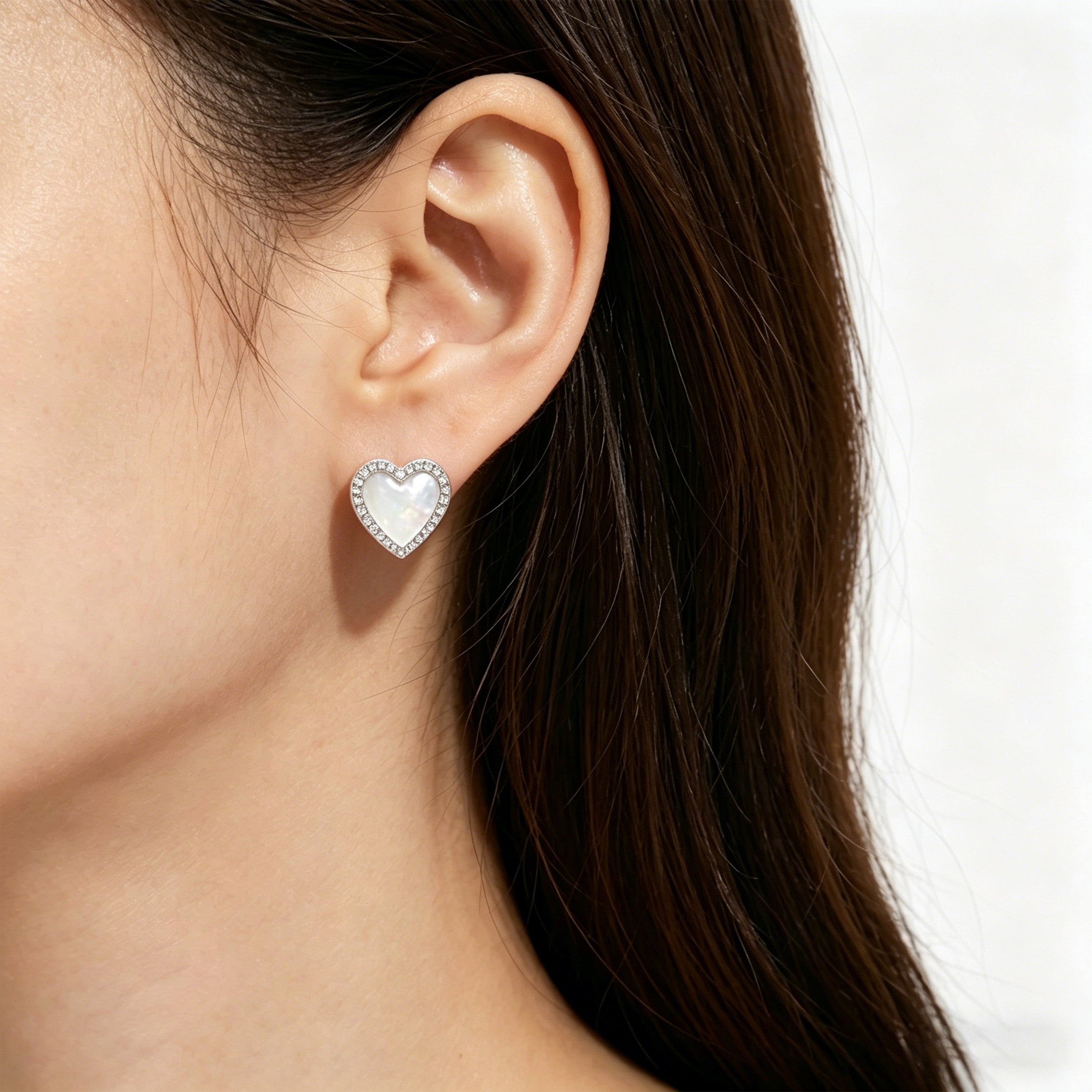 Lumina Heart Mother-of-Pearl Diamond Earrings