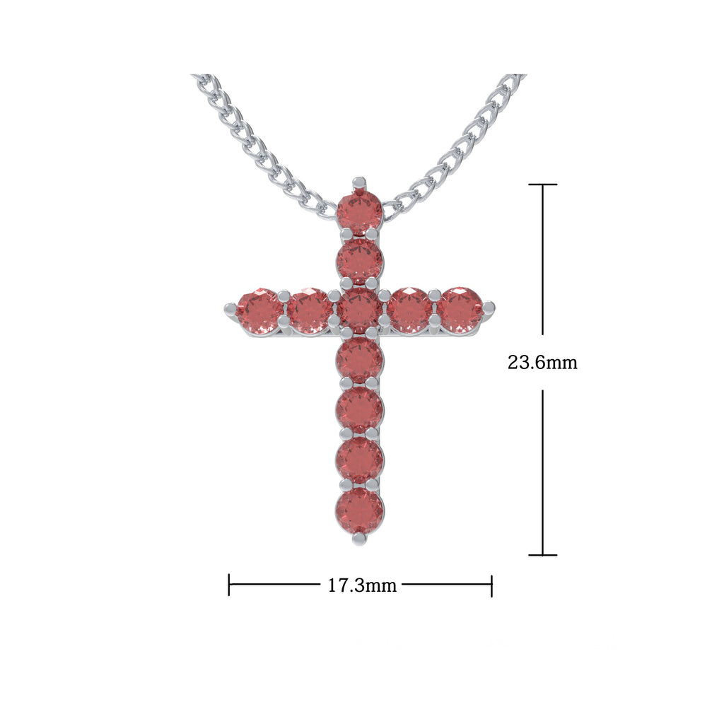 Crimson Faith 1 CT Lab-Created Ruby Cross Pendant Necklace in Sterling Silver