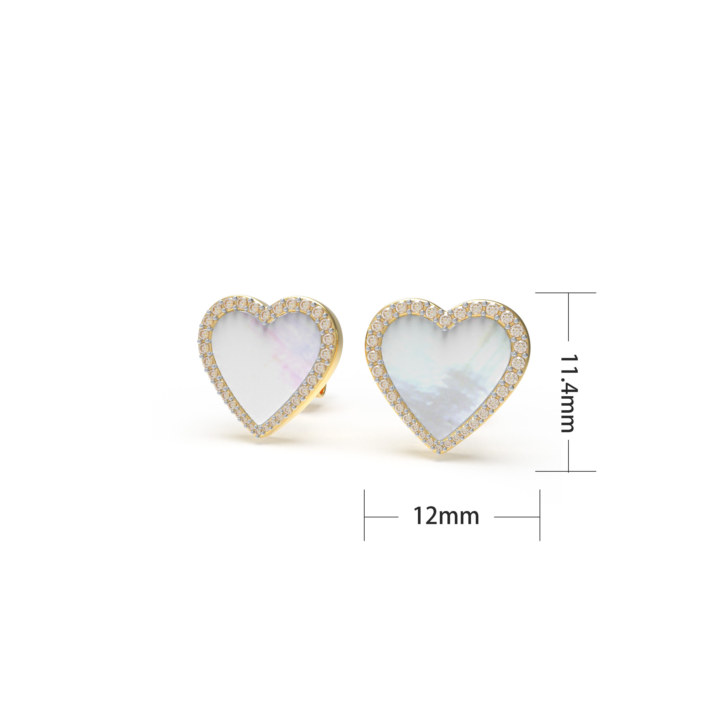 Lumina Heart Mother-of-Pearl Diamond Stud Earrings