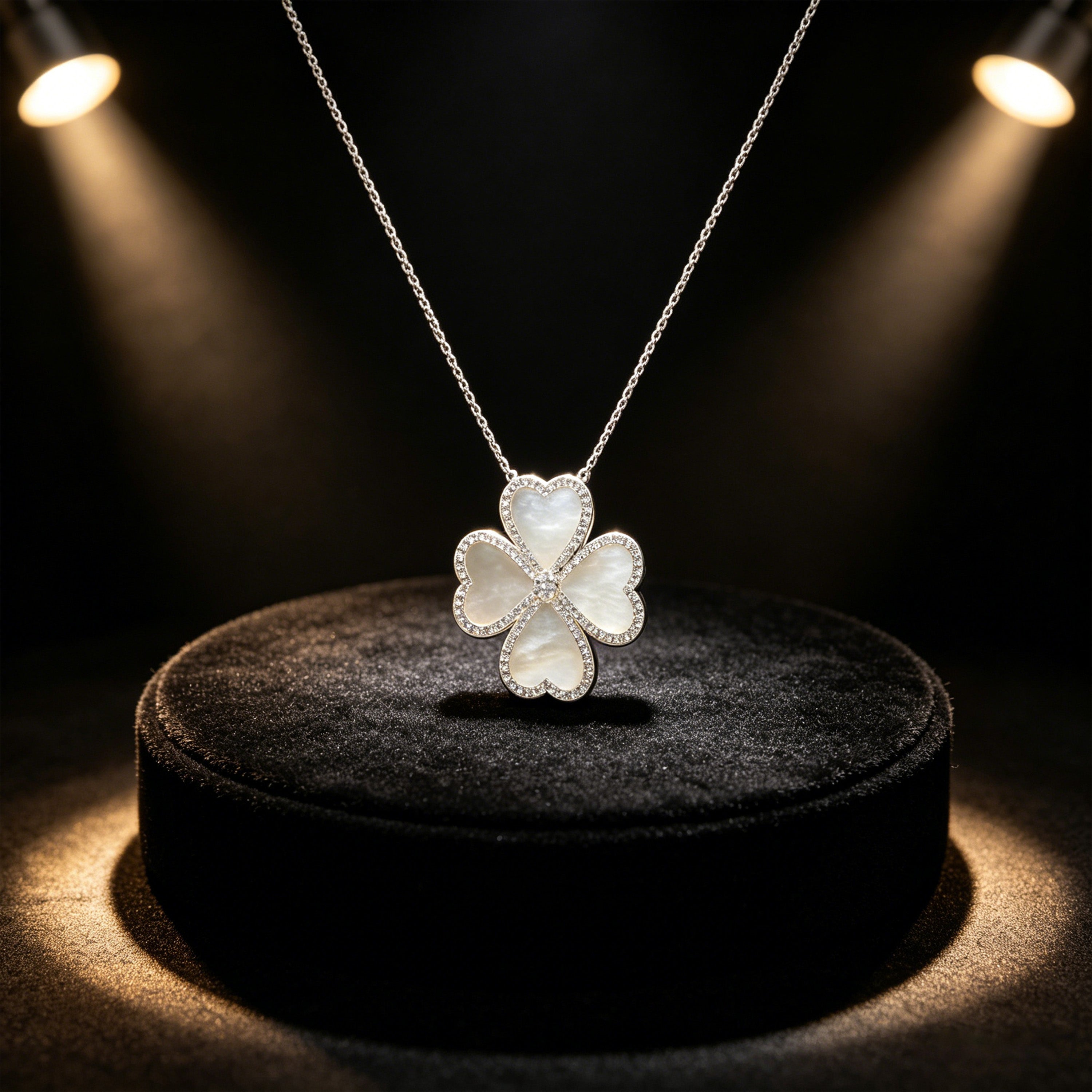 Heart Pendant Necklace, 0.5CT Lab Grown Moissanite with Natural Mother of Pearl, Sterling Silver & Gold Plated Handmade Jewelry