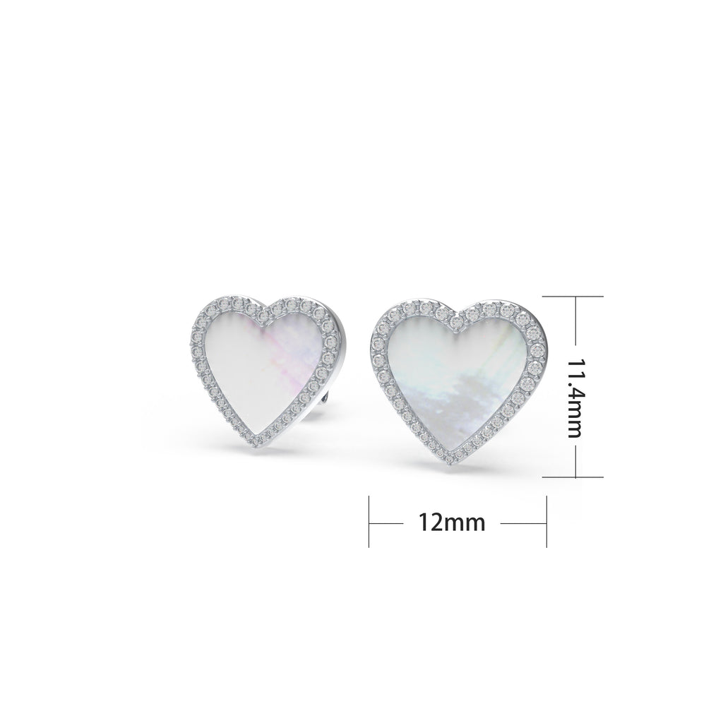 Lumina Heart Mother-of-Pearl Diamond Earrings