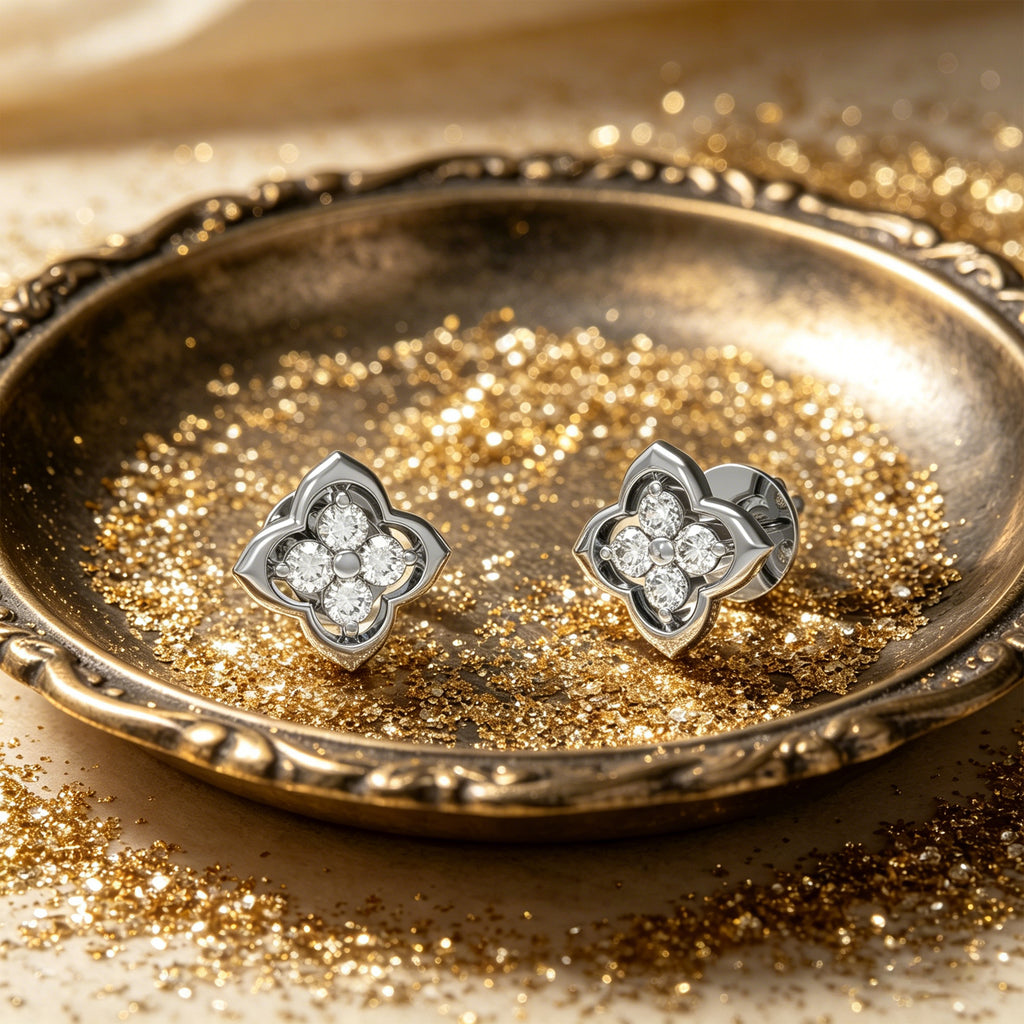 Serene Bloom Clover Moissanite Stud Earrings