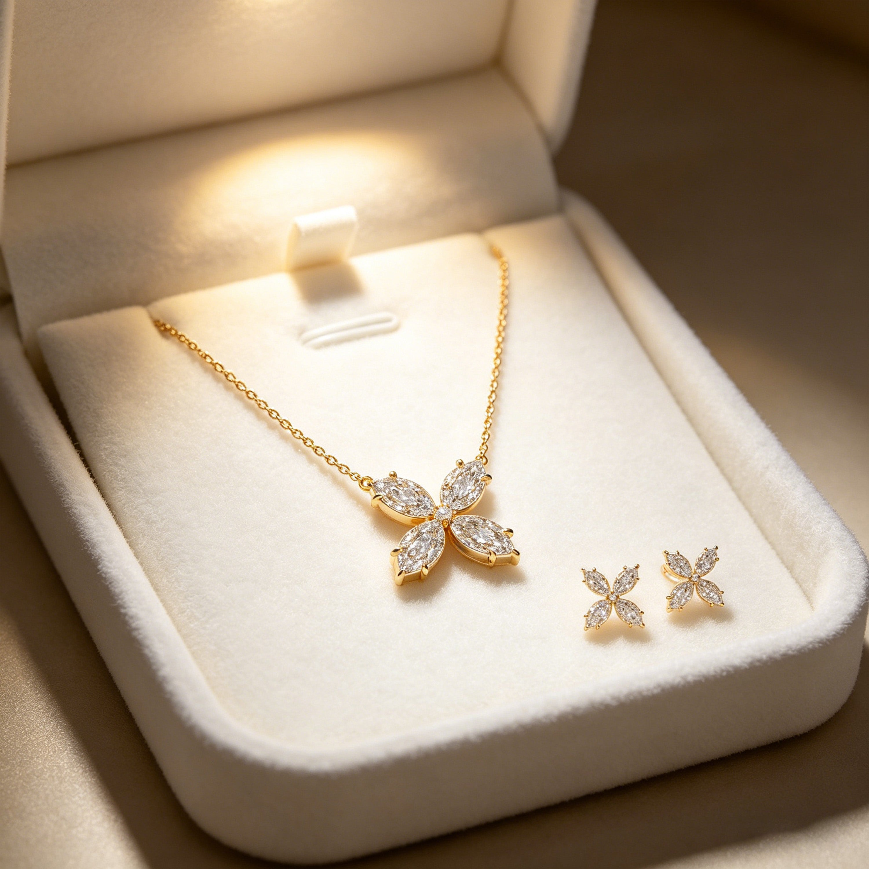 Serene Bloom Marquise Lab-Grown Diamond Clover Necklace â€?1.35 CTW