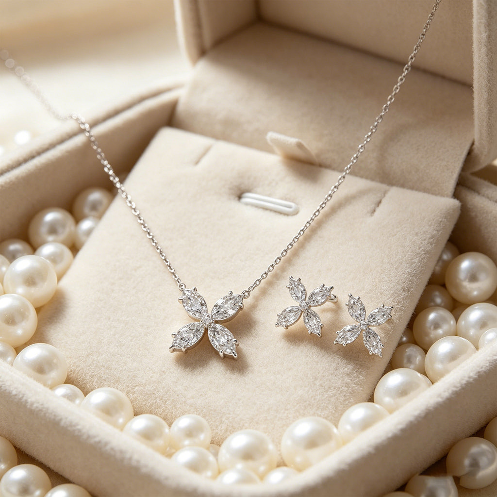 Serene Bloom Marquise Lab-Grown Diamond Clover Necklace â€?1.35 CTW