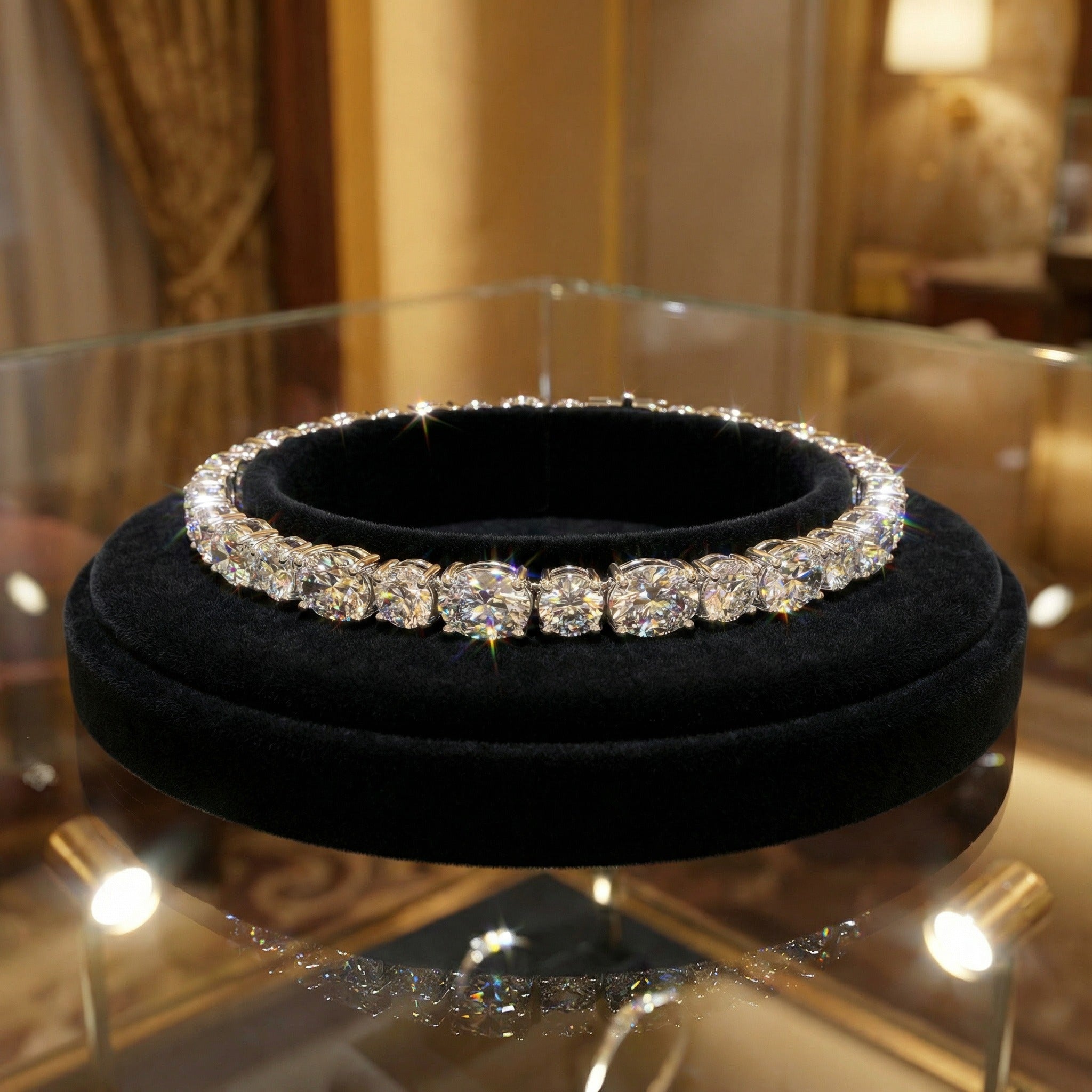 Ophelia Eternity 4-10ct 9K/14K18K  White Gold Lab-grown diamond Tennis Bracelet, 4-Prong, D-VS2/SI1 - Free