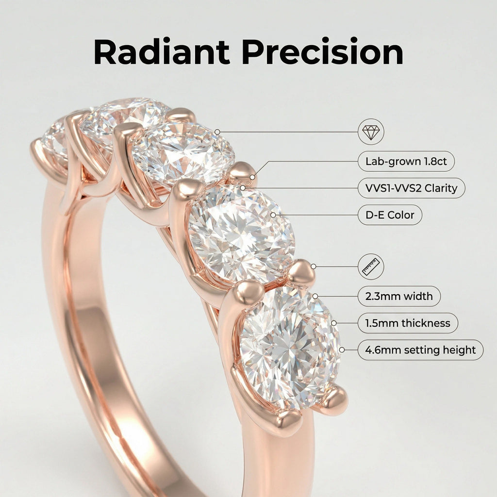 1.80CT Six-Stone Lab-Grown Diamond Anniversary Ring in 10K or 14K Rose Gold