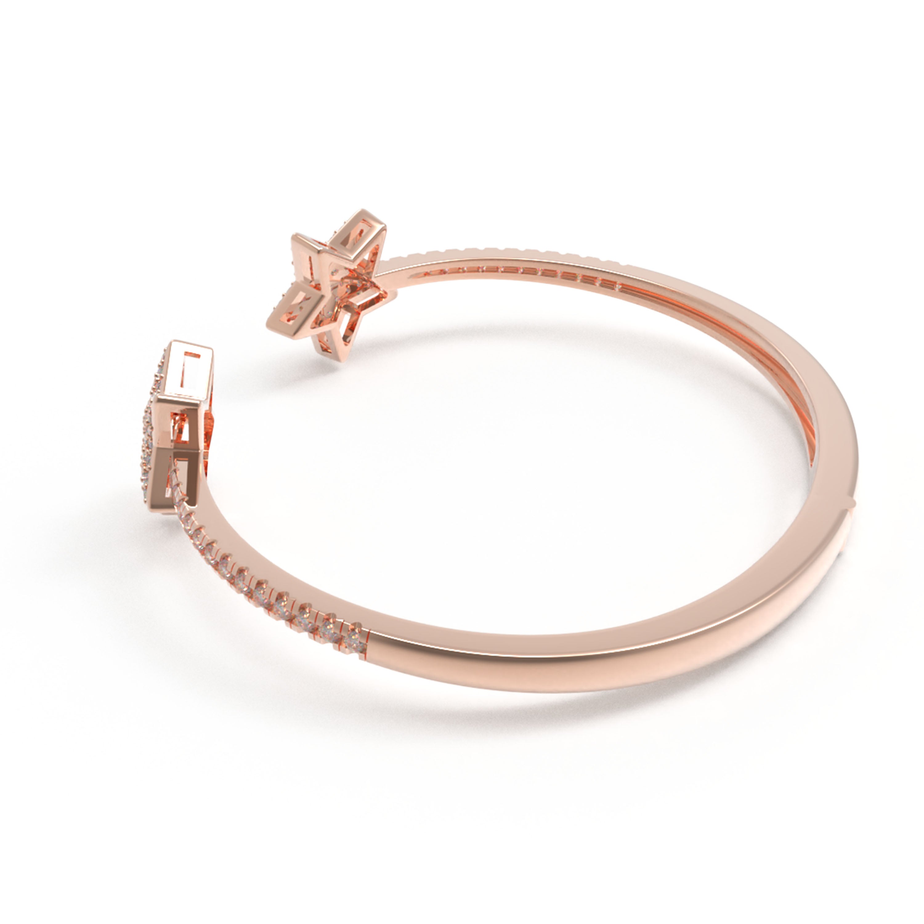 10K/14K Rose Gold 5-Star Bracelet with 128 Lab-Grown Diamonds (VVS1-VVS2, D-E) | Stackable Fine Jewelry Gift for Women, Anniversary, Mother's Day, Christmas