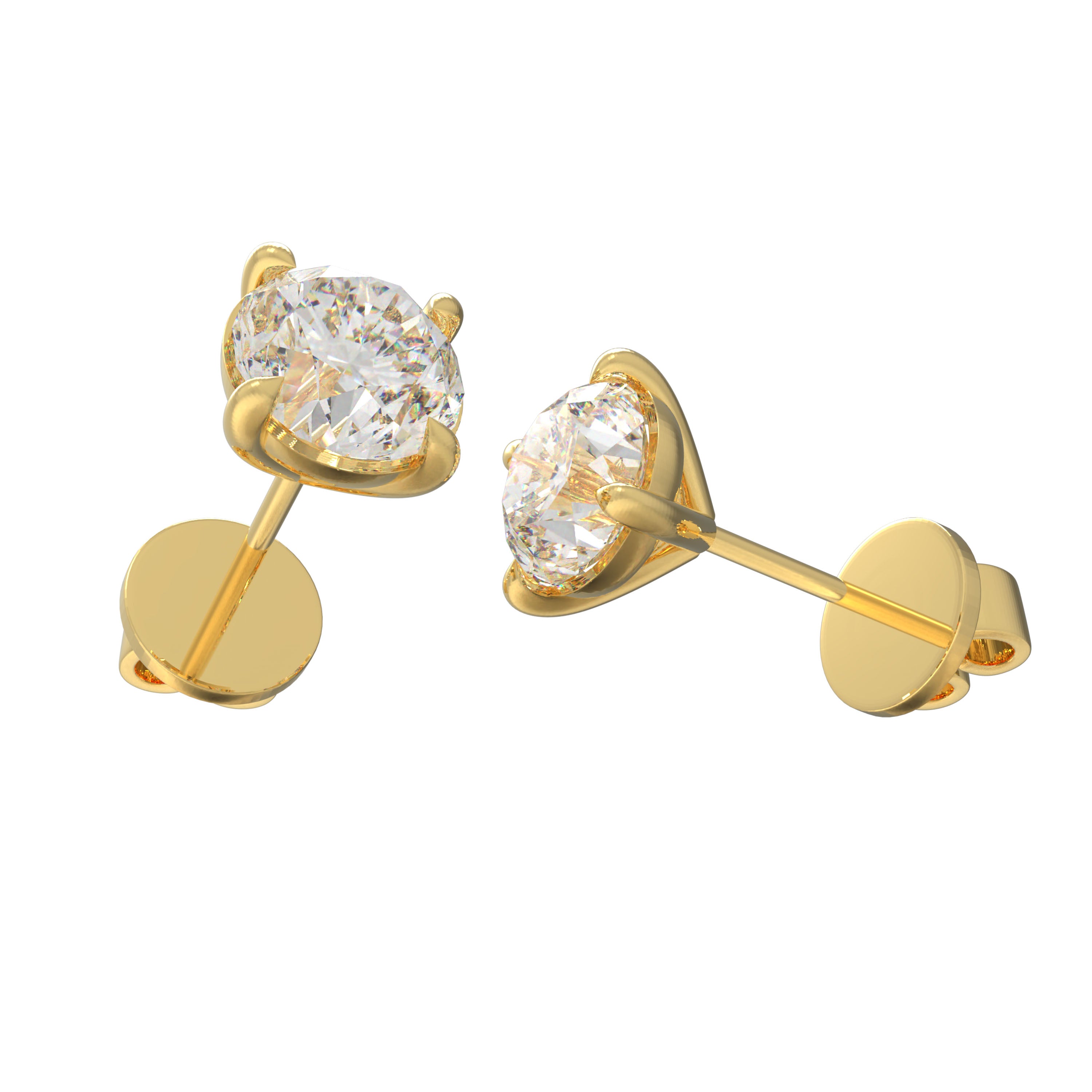 Lab-Grown Diamond Stud Earrings for Women, 0.5ct/1ct D-E VVS1-VVS2, 10K/14K Yellow Gold, Gift for Her