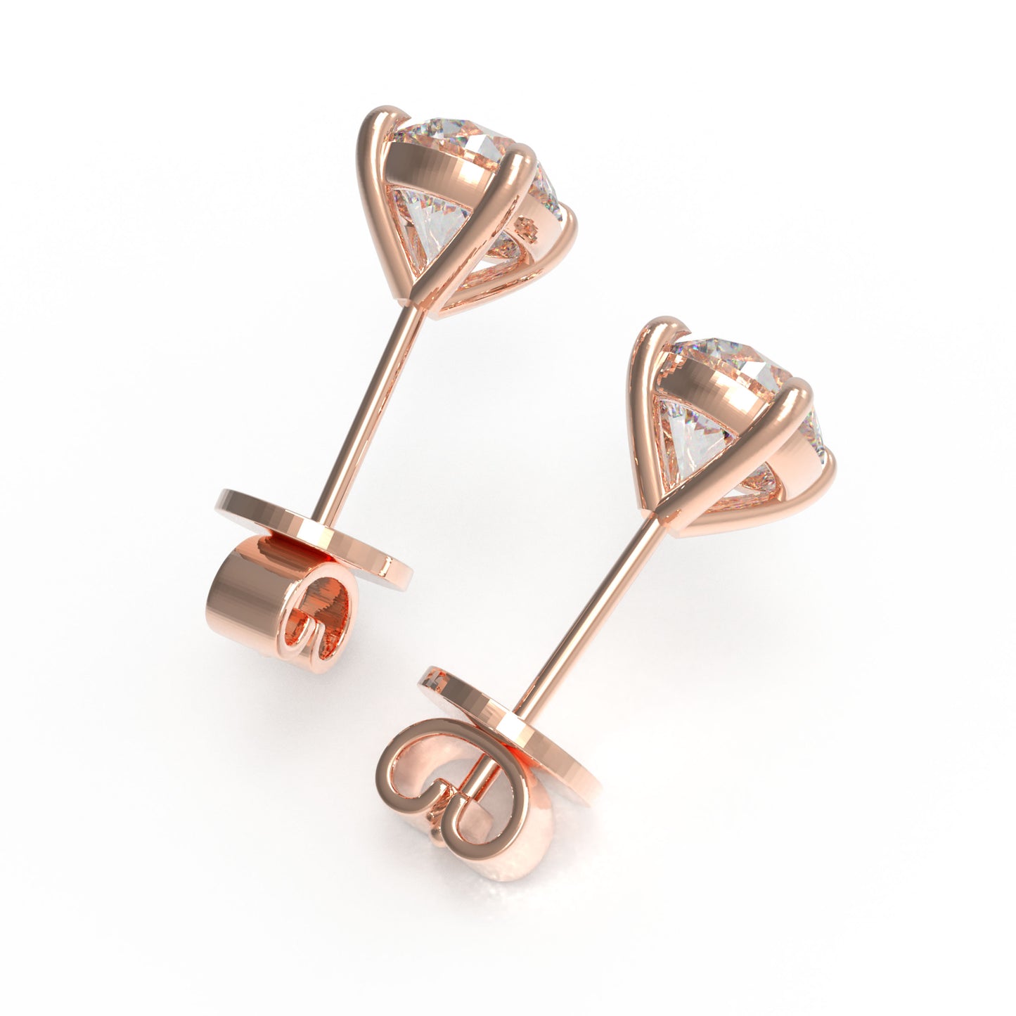 Lab-Grown Diamond Stud Earrings for Women, 0.5ct/1ct D-E VVS1-VVS2, 10K/14K/18K Rose Gold, Gift for Her