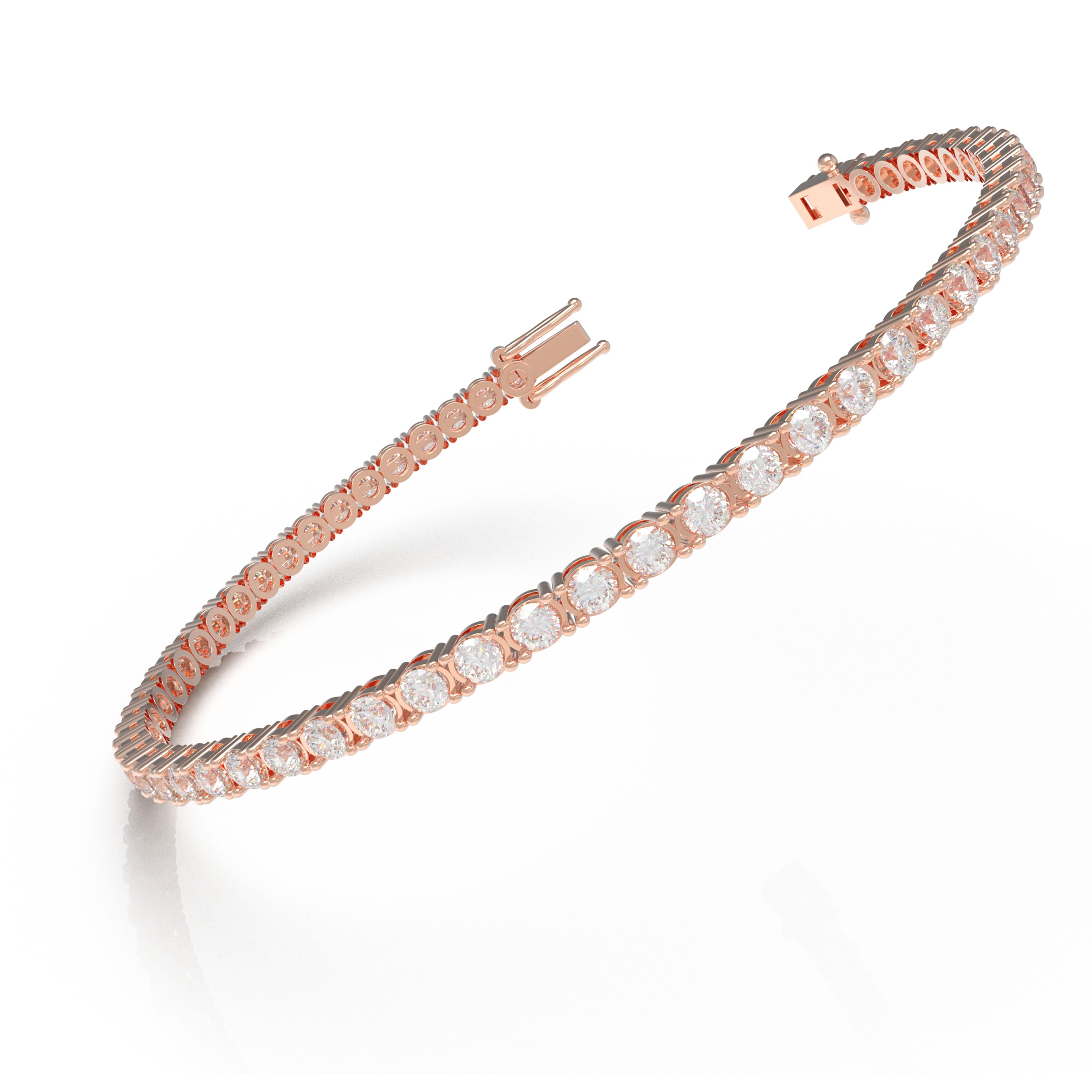 Handmade 6ct/8ct/10ct Lab-Grown Diamond Tennis Bracelet - 10K/14K Rose Gold, 4-Prong, D-VS2/SI1, Free Engraving