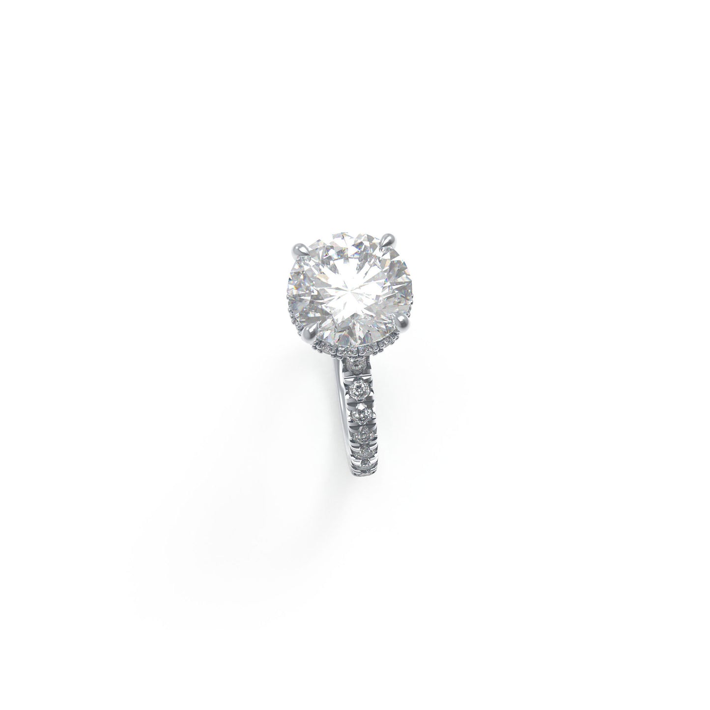 Handmade Platinum Engagement & Wedding Ring - 1CT/2CT/3CT Main Stone, 0.5CT Total Side Stones, Ideal for Proposal & Anniversary