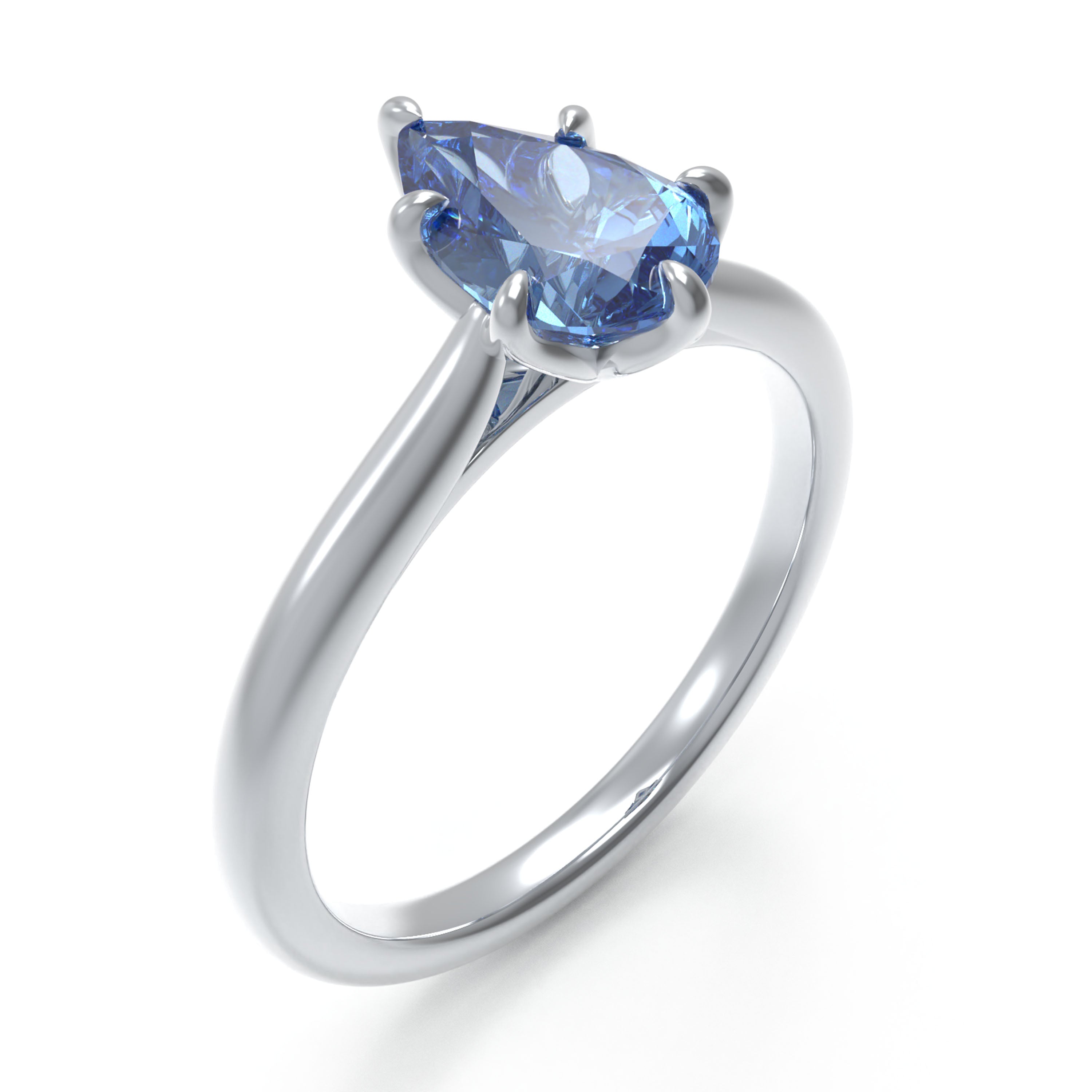 Azure Dewdrop 2CT Pear-Cut Lab-Grown Sapphire Solitaire Ring