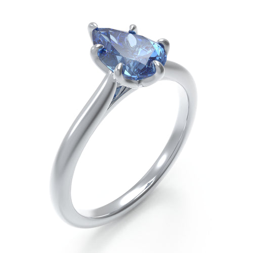 Azure Dewdrop 2CT Pear-Cut Lab-Grown Sapphire Solitaire Ring