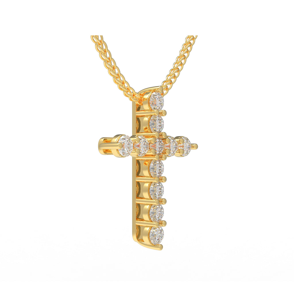 Golden Providence 0.70 CT Lab-Grown Diamond Cross Necklace in 10K or 14K Gold
