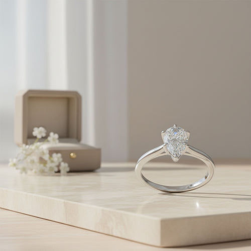 Dew of Promise Pear-Cut Gemstone Ring in Sterling Silver
