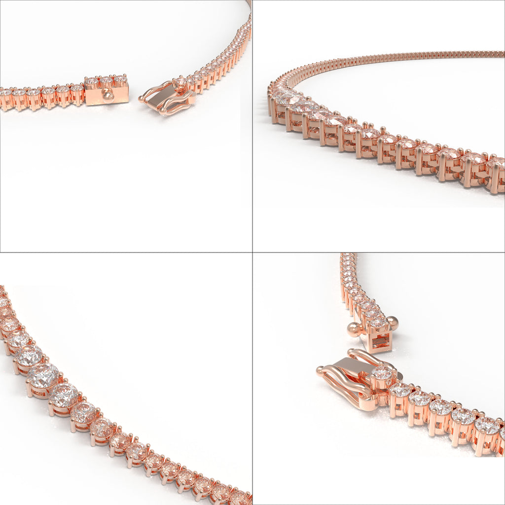 8CT/10CT Graduated Lab-Grown Diamond Tennis Necklace in 10K/14K Rose Gold – 16 Inch