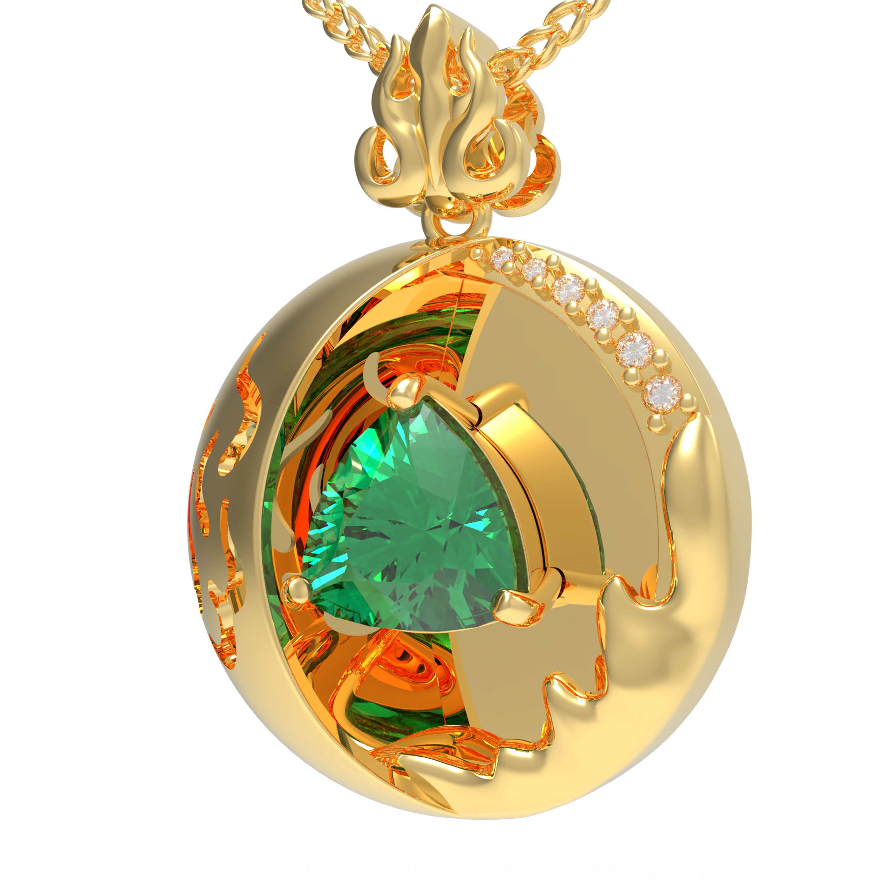 Lab-Grown 1CT Emerald Pendant Necklace with 6 VVS1-VVS2 D-E Color Diamonds, 10K/14K White/Yellow/Rose Gold & Platinum, Perfect Gift for Anniversary/Valentine’s Day/Christmas