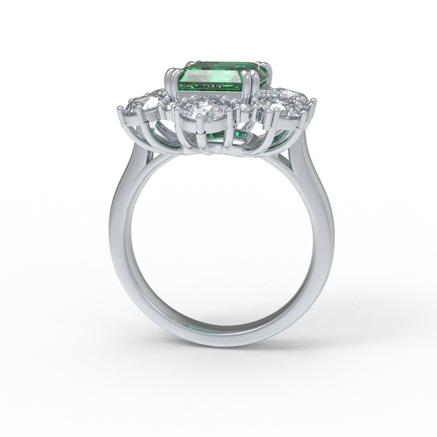 2ct Lab-Grown Emerald Cut Diamond Ring with 1.3ct Halo, 10K/14K White Gold or 950 Platinum