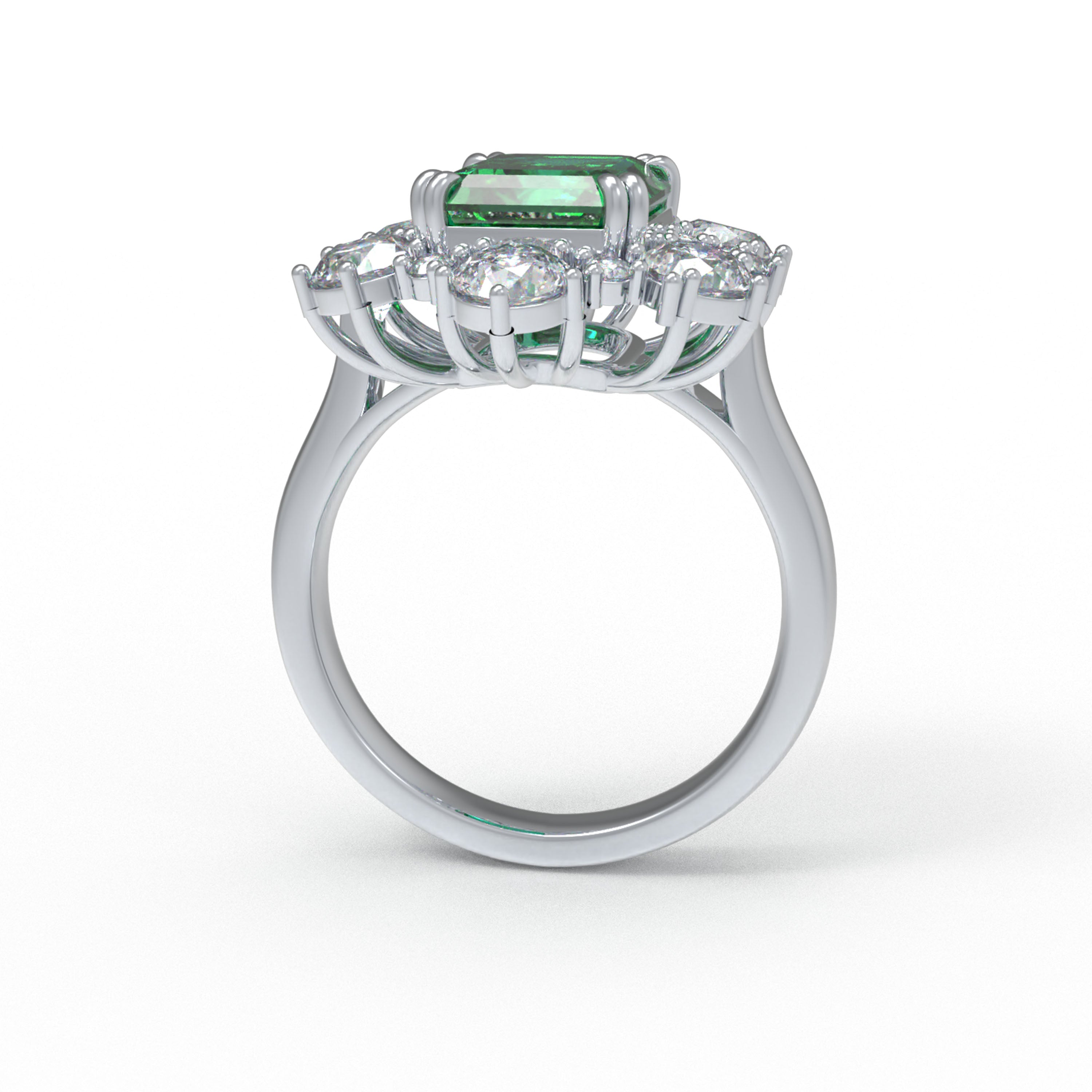 2CT Emerald-Cut Lab-Grown Diamond Halo Engagement Ring in White Gold or Platinum