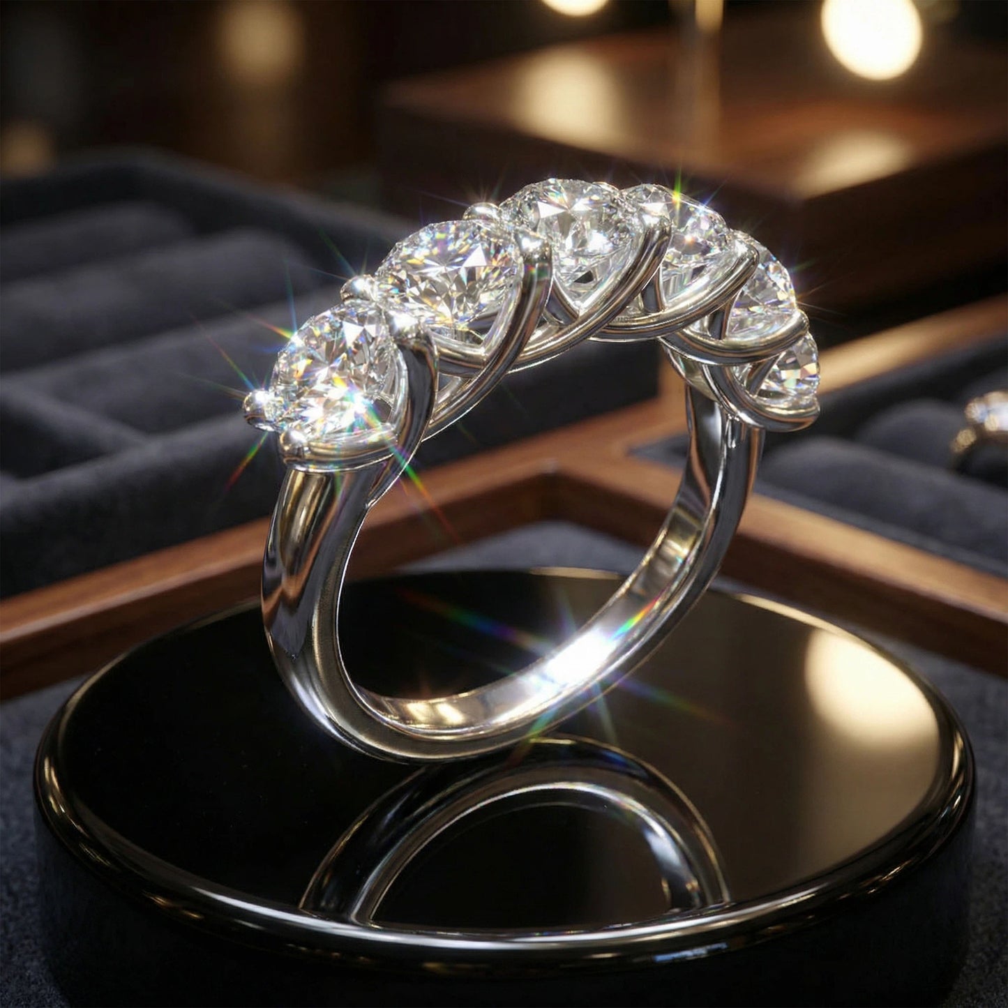 1.8ct Lab Grown Diamond Ring (6-Piece, VVS1-VVS2 D-E Color) in 10K/14K/White Gold or 950 Platinum, Proposal, Wedding & Anniversary Ring for Women