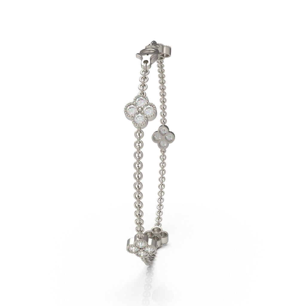 ELVORIQUE Lucky Clover Lab-Grown Diamond Station Bracelet