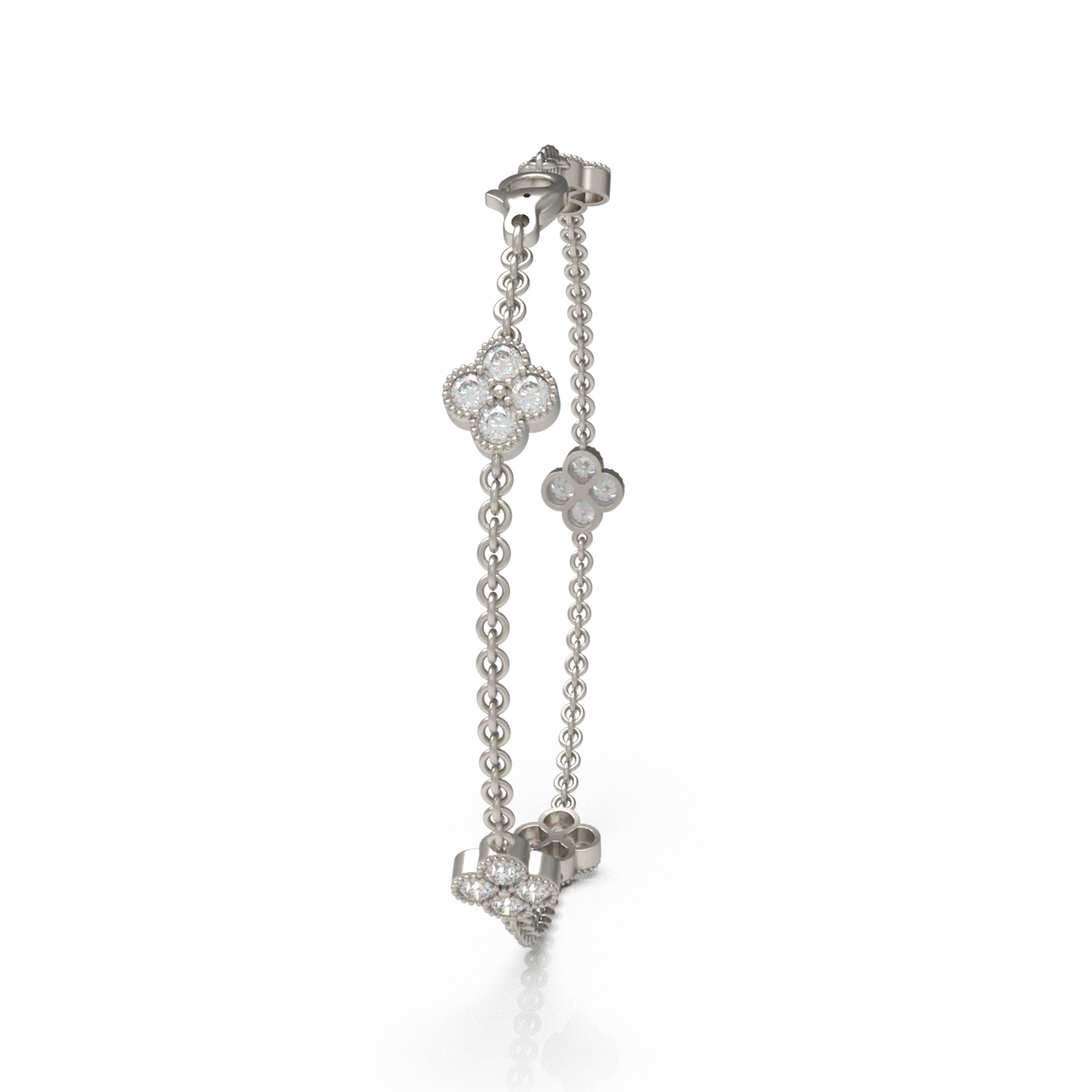 ELVORIQUE Lucky Clover Lab-Grown Diamond Station Bracelet