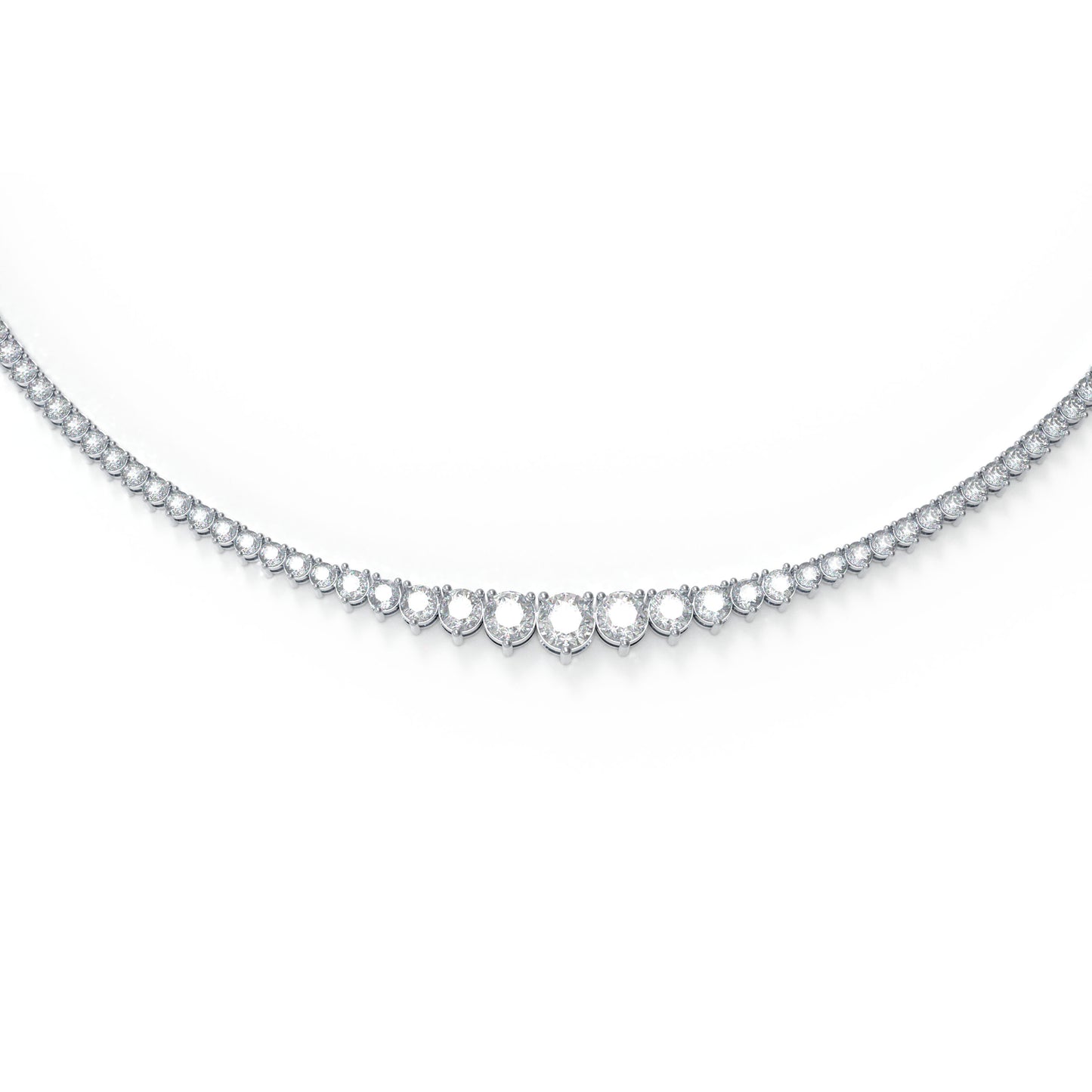 925 Sterling Silver Moissanite Necklace, Handmade Luxury Tennis Necklace for Women