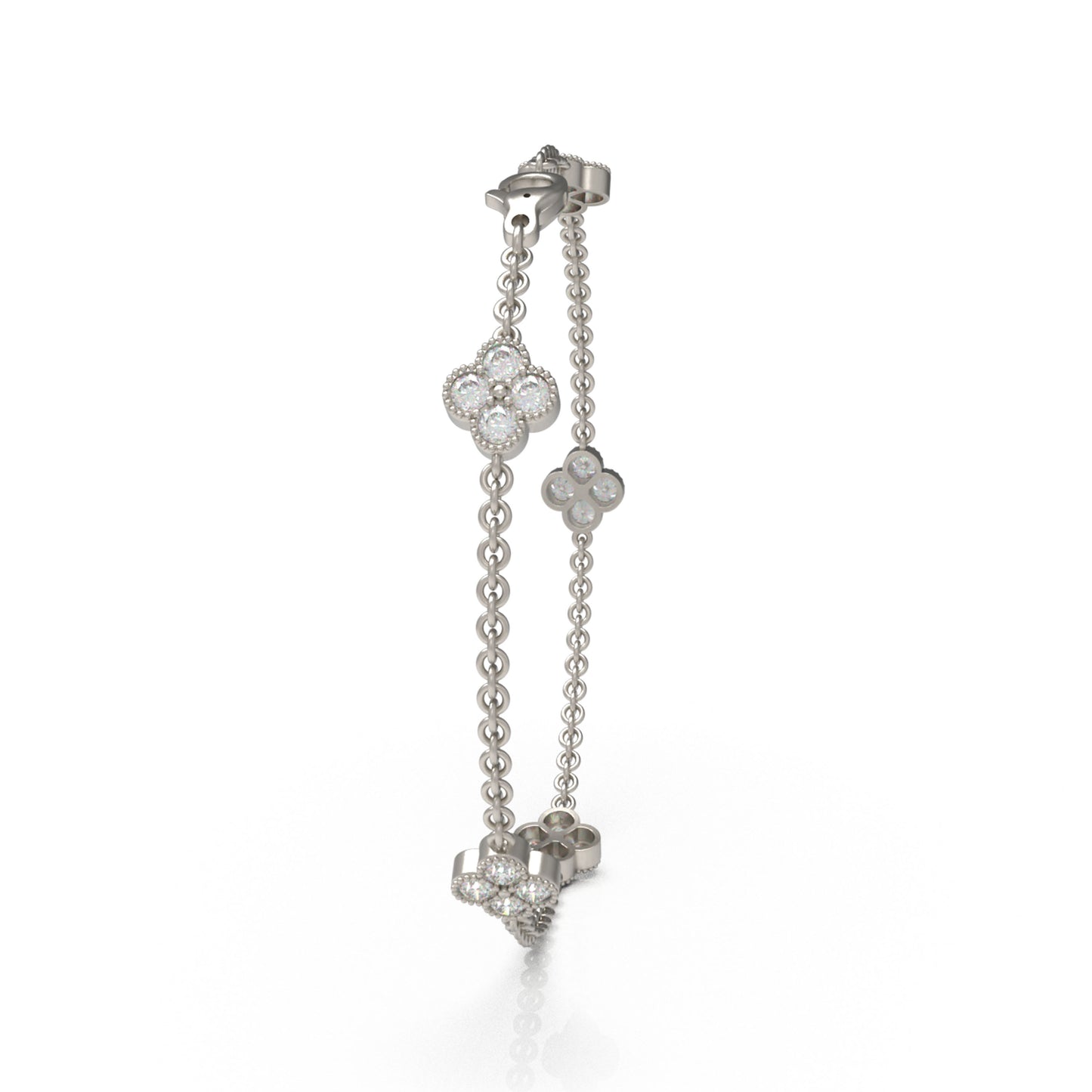 Handmade Four - Leaf Clover Bracelet with Lab - Grown Diamonds (VVS1 - VVS2 Clarity) in Platinum