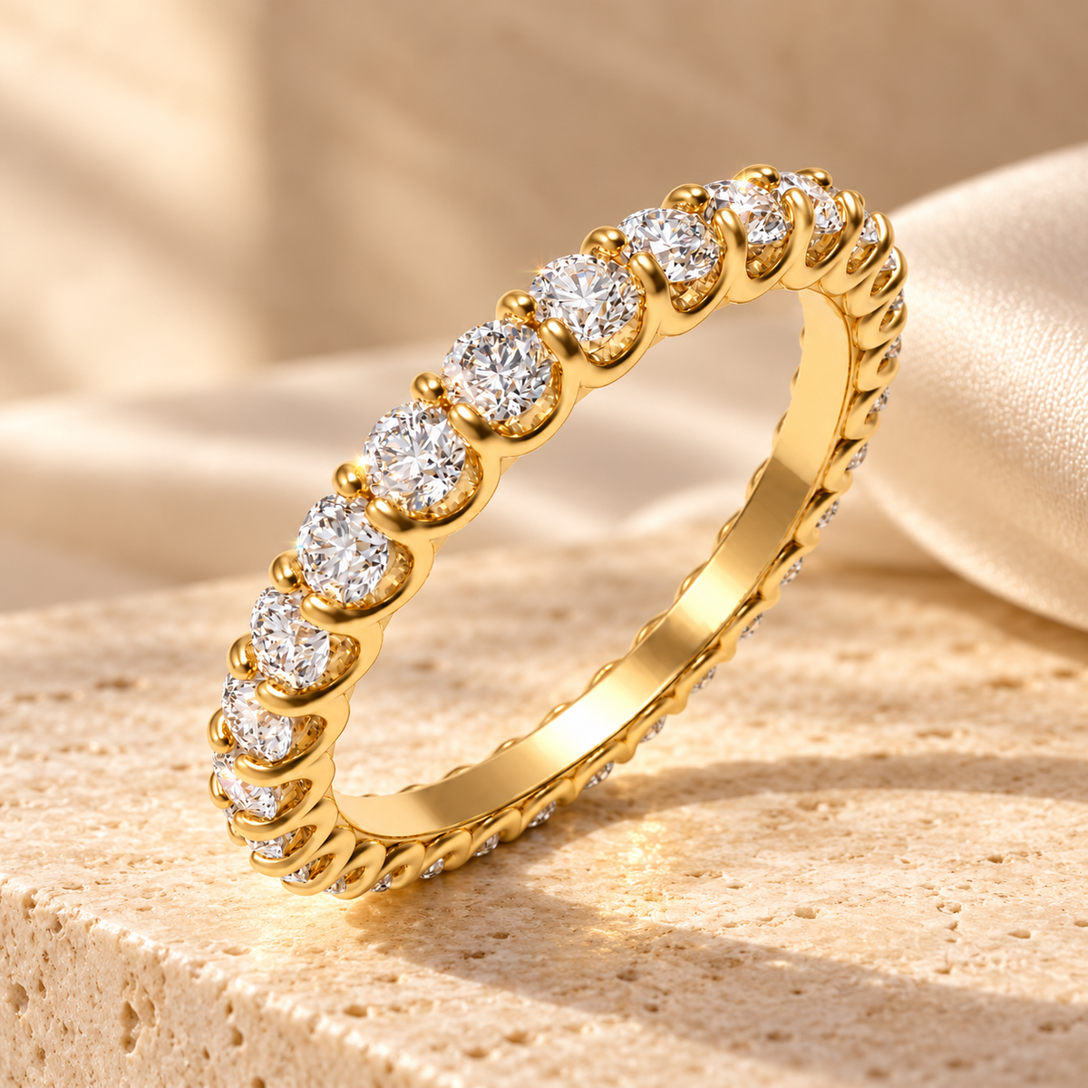 Golden Orbit 1 CTW Lab-Grown Diamond Full Eternity Ring in Yellow Gold