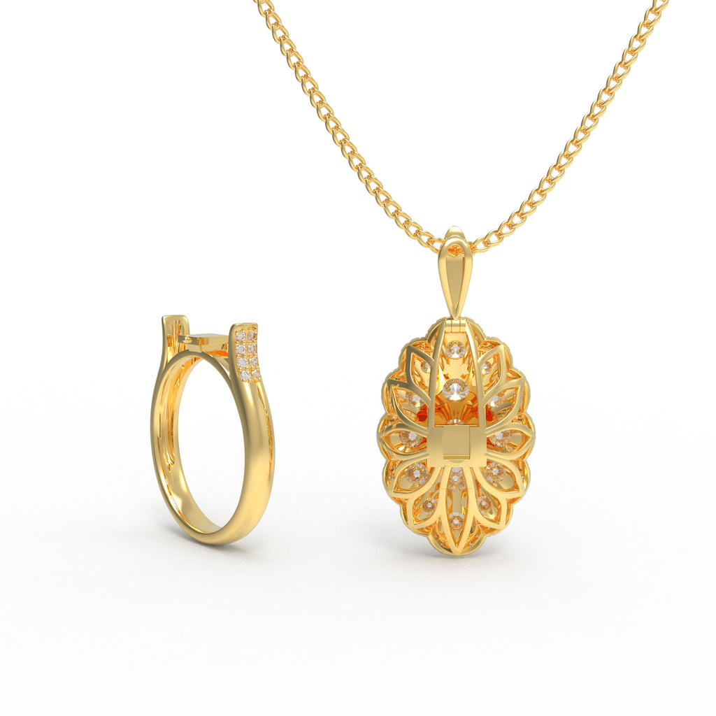 Golden Light 3CT Lab-Grown Diamond Convertible Ring & Pendant Set