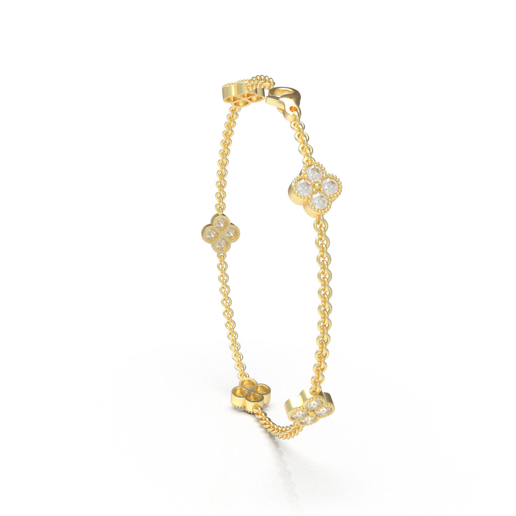 ELVORIQUE Lucky Clover Lab-Grown Diamond Bracelet