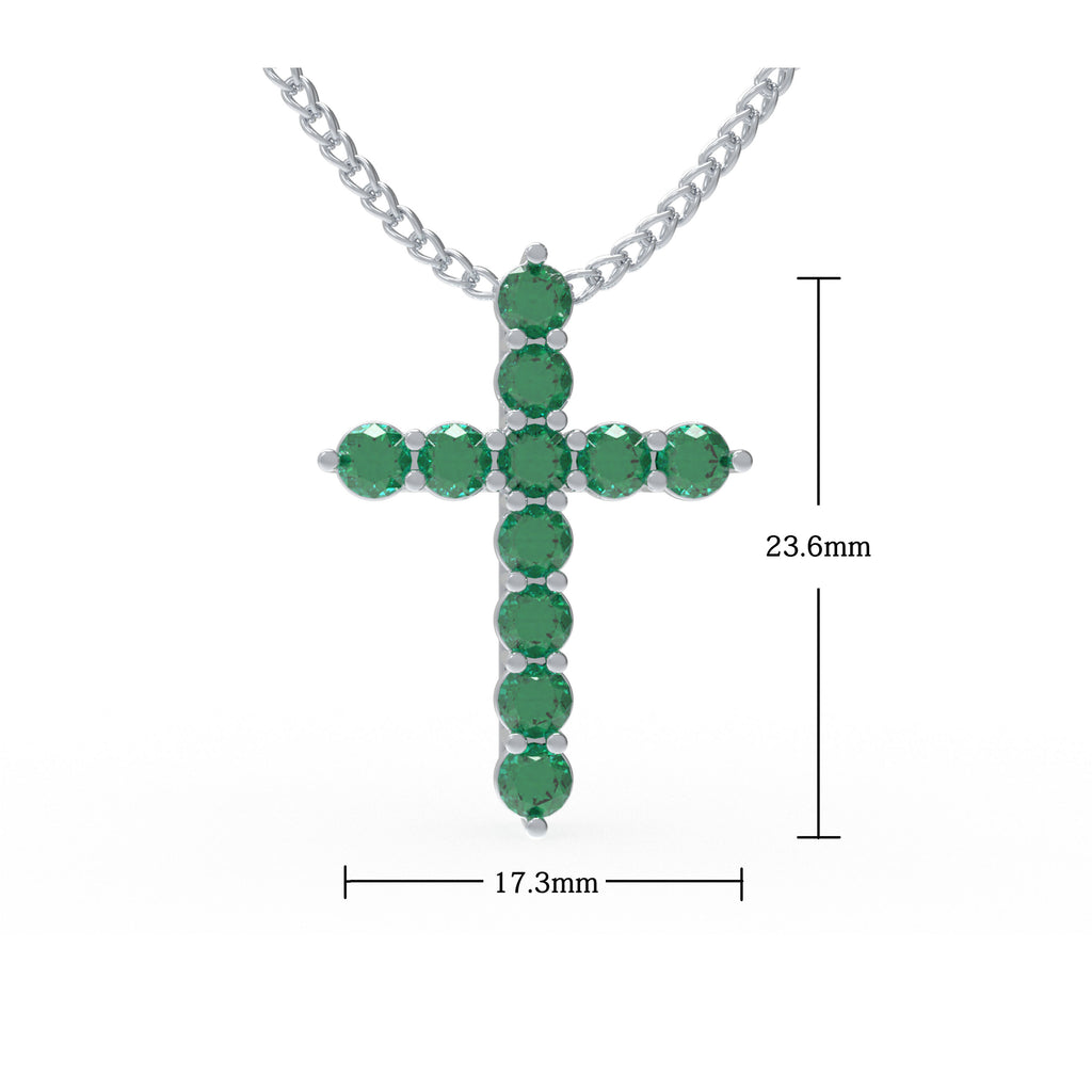 Evergreen Faith 1 CT Lab-Created Emerald Cross Pendant Necklace in Sterling Silver