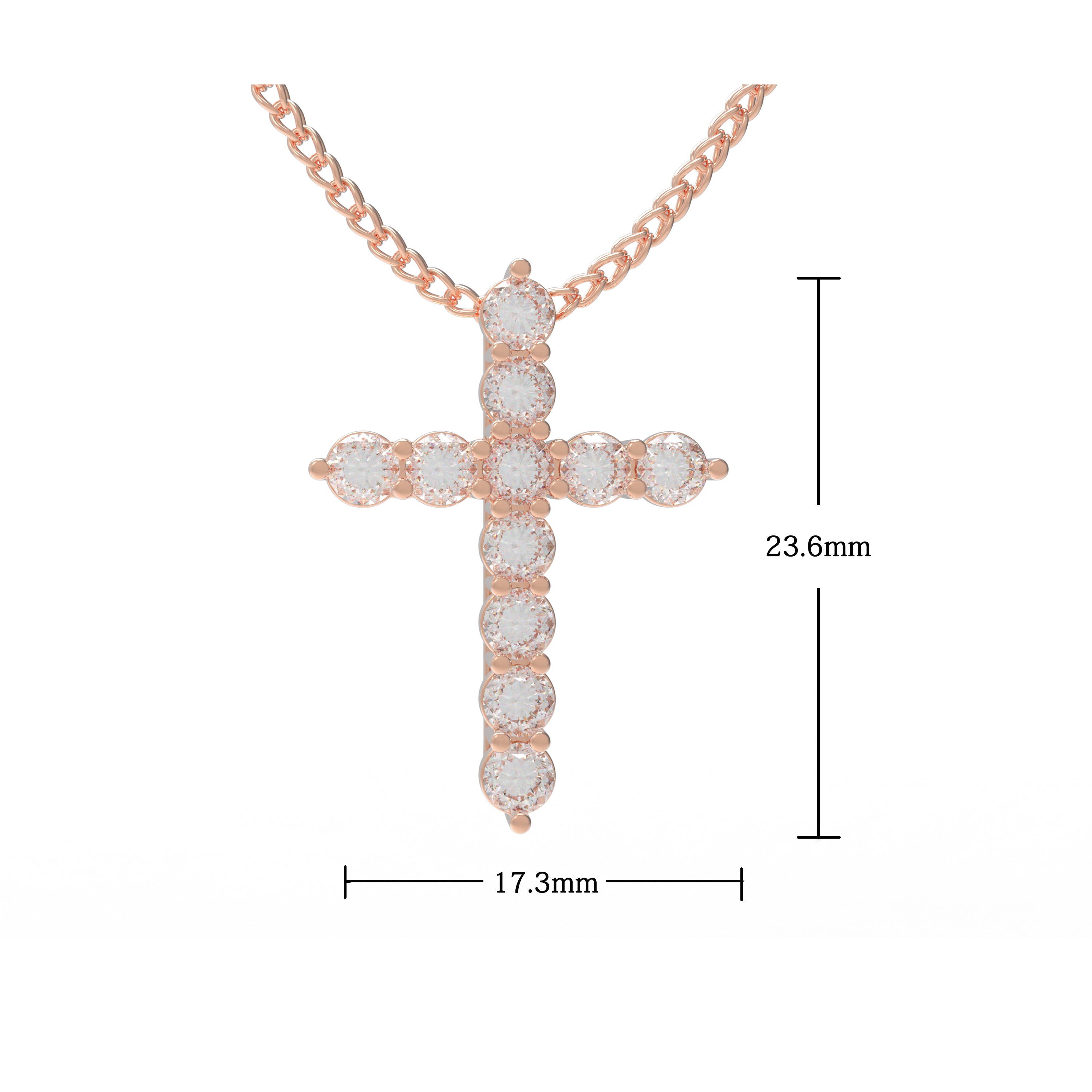 10K/14K Rose Gold Pendant Necklace with 1ct Lab-Created Diamonds (11 Round 3mm, VVS1-VVS2 D-E) - 450mm Chain, Gift for Her