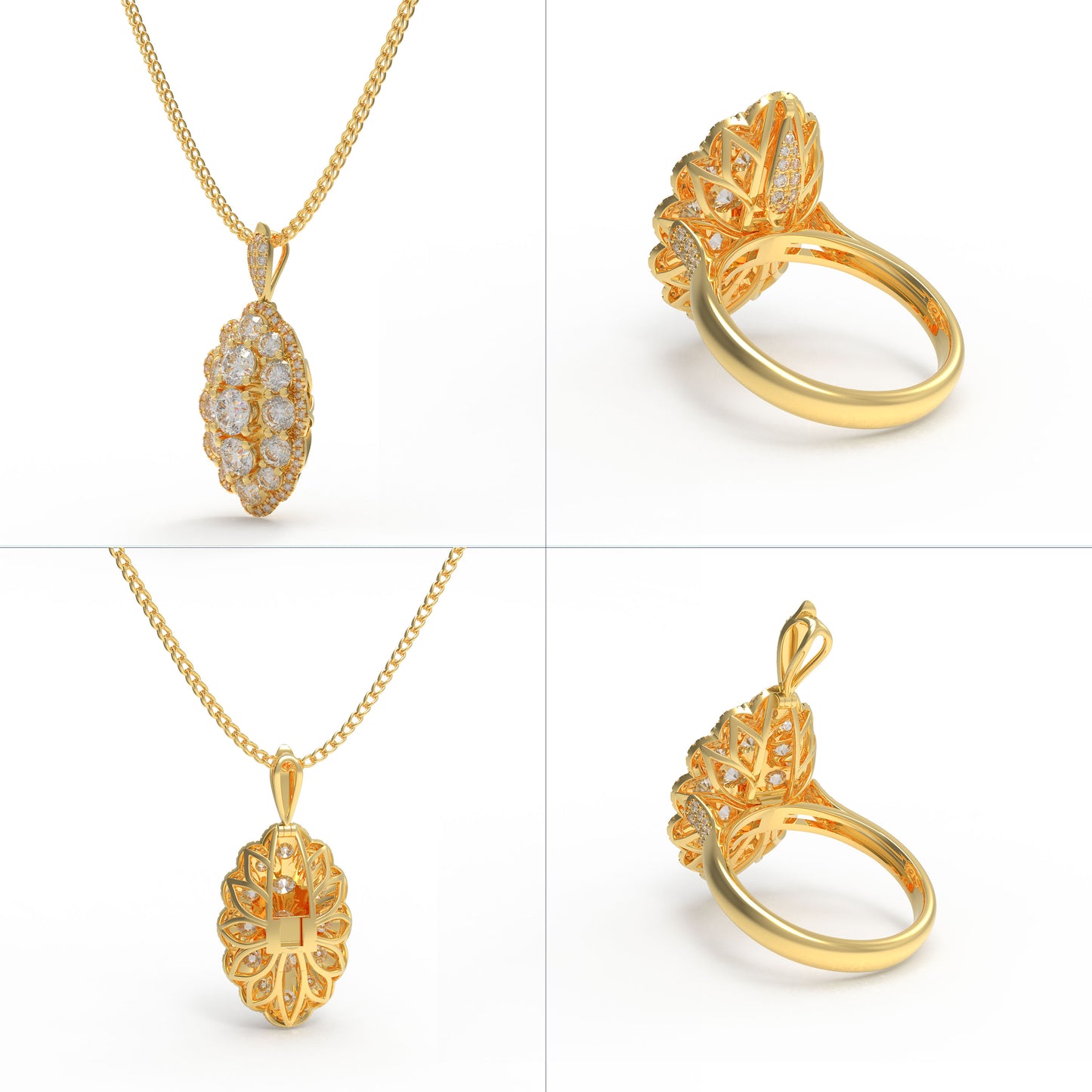 3CT Lab-Grown Diamond 2-in-1 Convertible Ring & Pendant Necklace in 10K/14K Yellow Gold