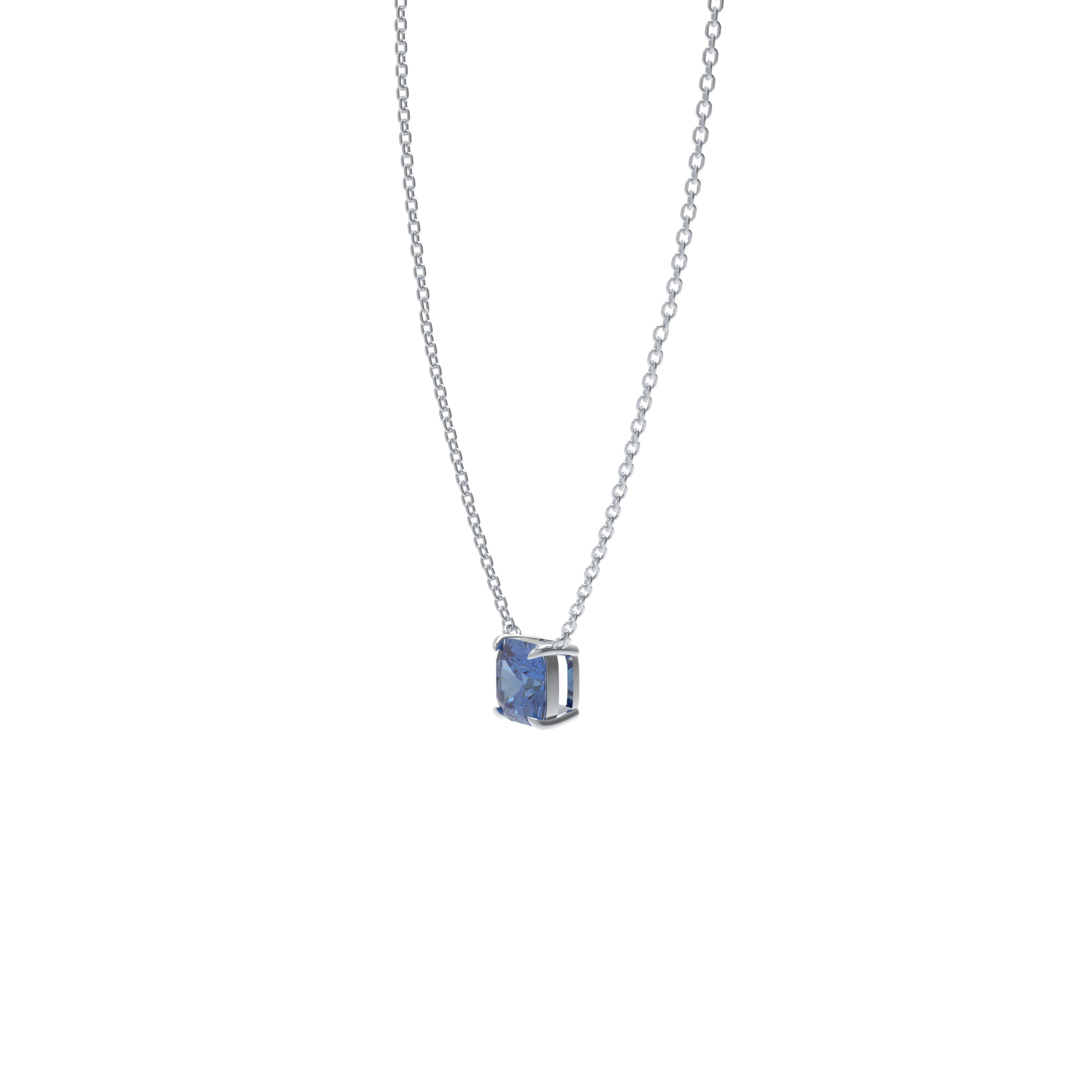 Handmade 925 Sterling Silver Cushion Cut Lab-Grown Sapphire Pendant, Premium Jewelry Gift for Any Occasion