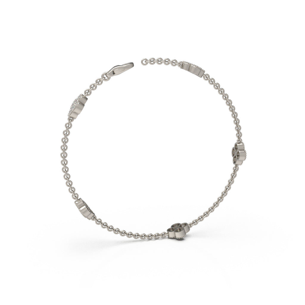 ELVORIQUE Aurelia Lab-Grown Diamond Four-Leaf Clover Bracelet