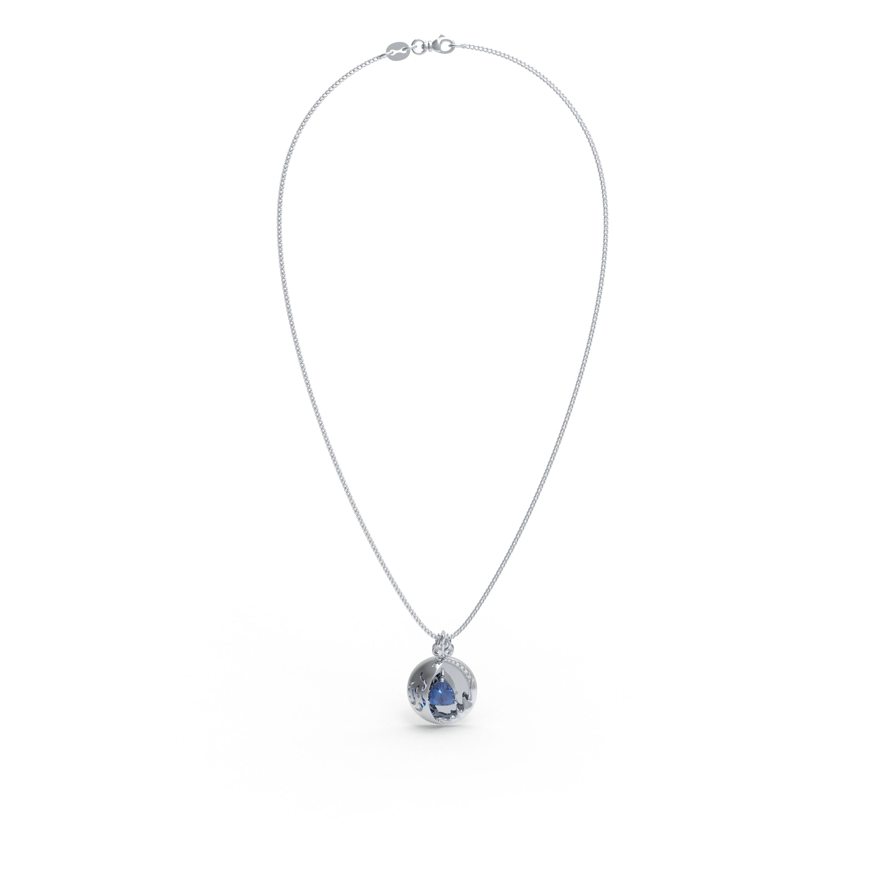 1CT Pear-Cut Lab-Grown Sapphire & Diamond Pendant Necklace