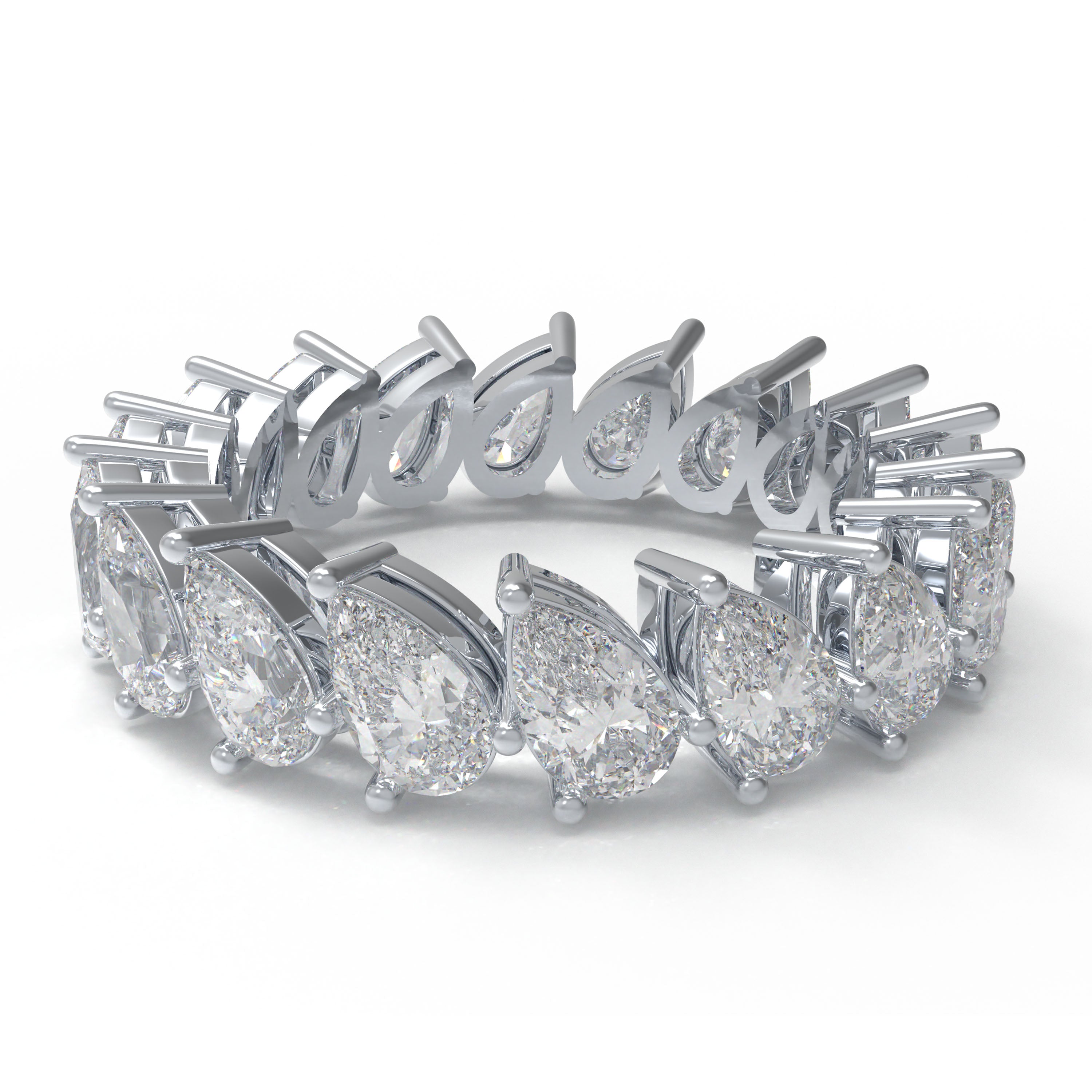 Drops of Eternity 3 CTW Pear-Cut Moissanite Full Eternity Band in 925 Sterling Silver