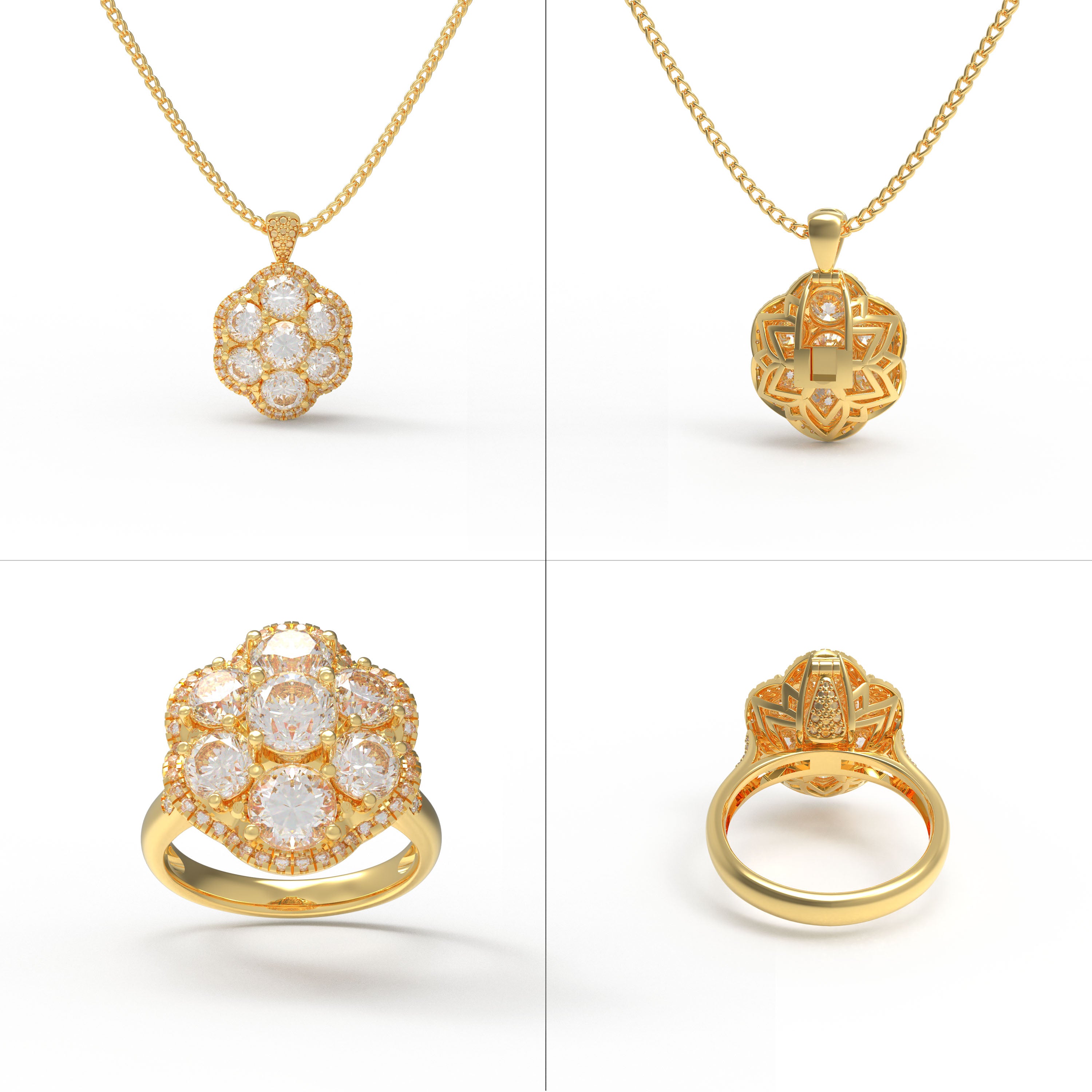 Bloom in Motion Lab-Grown Diamond Convertible Flower Ring & Pendant in 10K/14K Gold