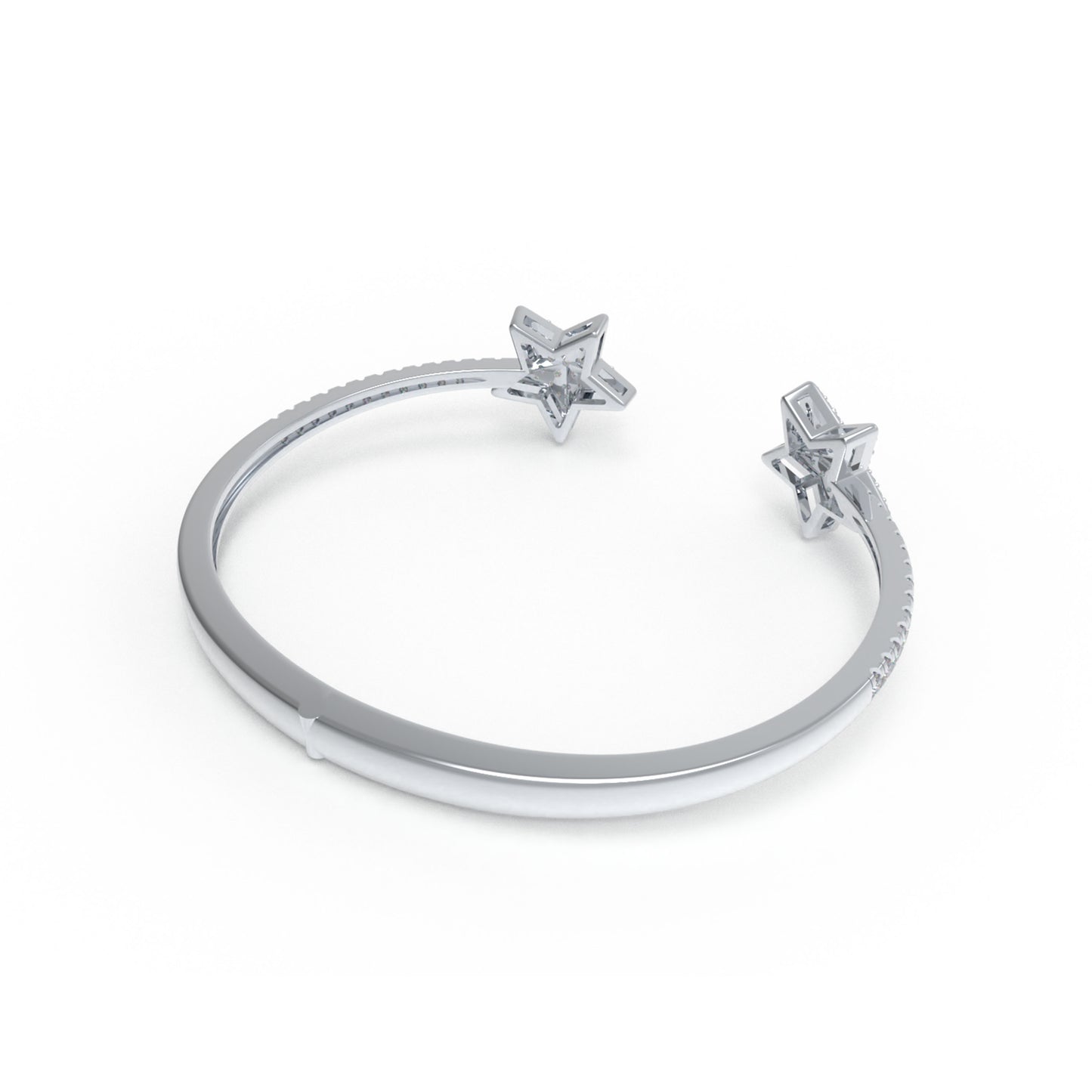 Sterling Silver Star Cuff Bangle, 1ct VS1 D-E Moissanite, Gift for Women