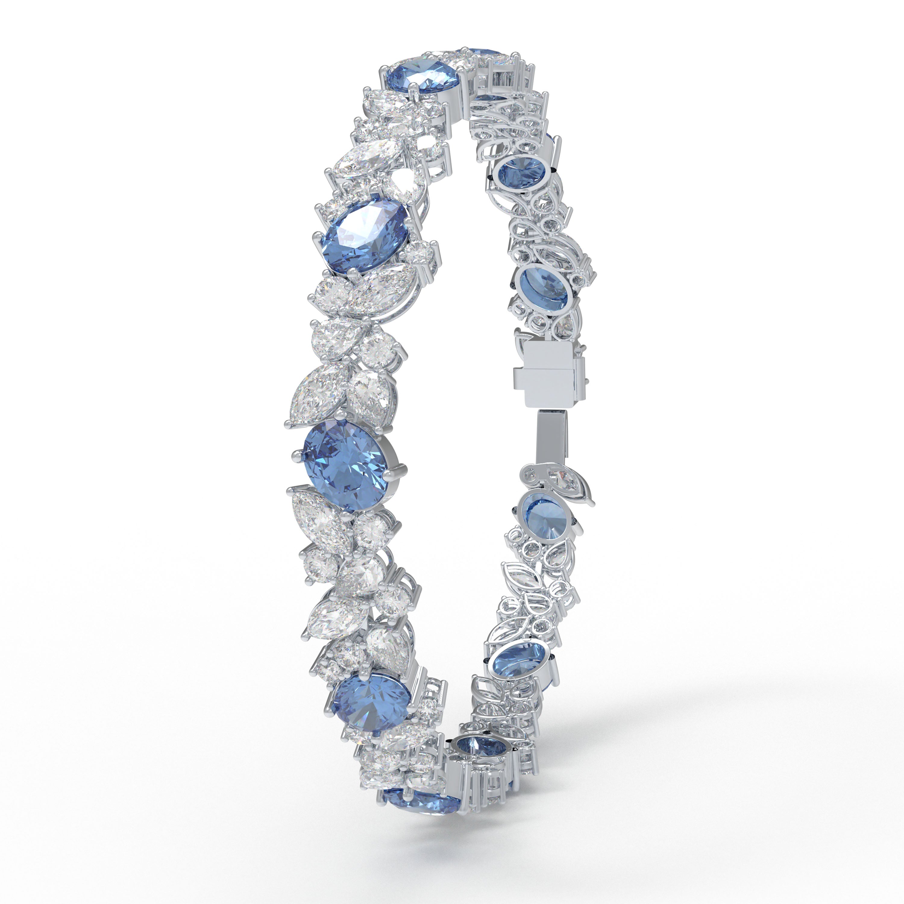 ELVORIQUE Lab-Grown Sapphire and Diamond Botanical Bracelet